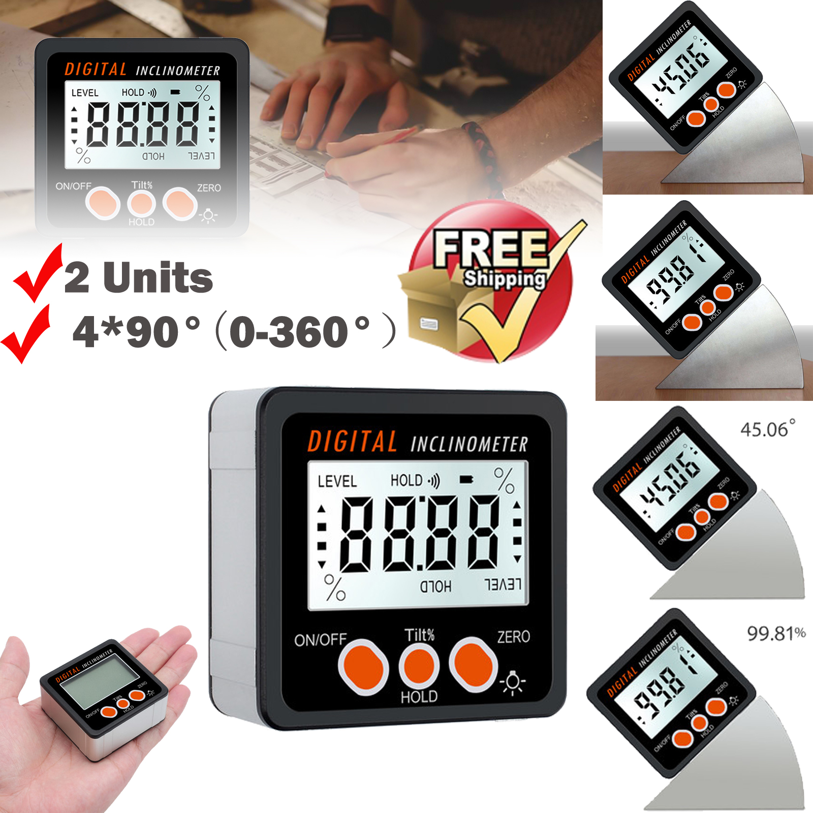LCD Digital Inclinometer Level Box Protractor Angle Finder Bevel Gauge Magnet