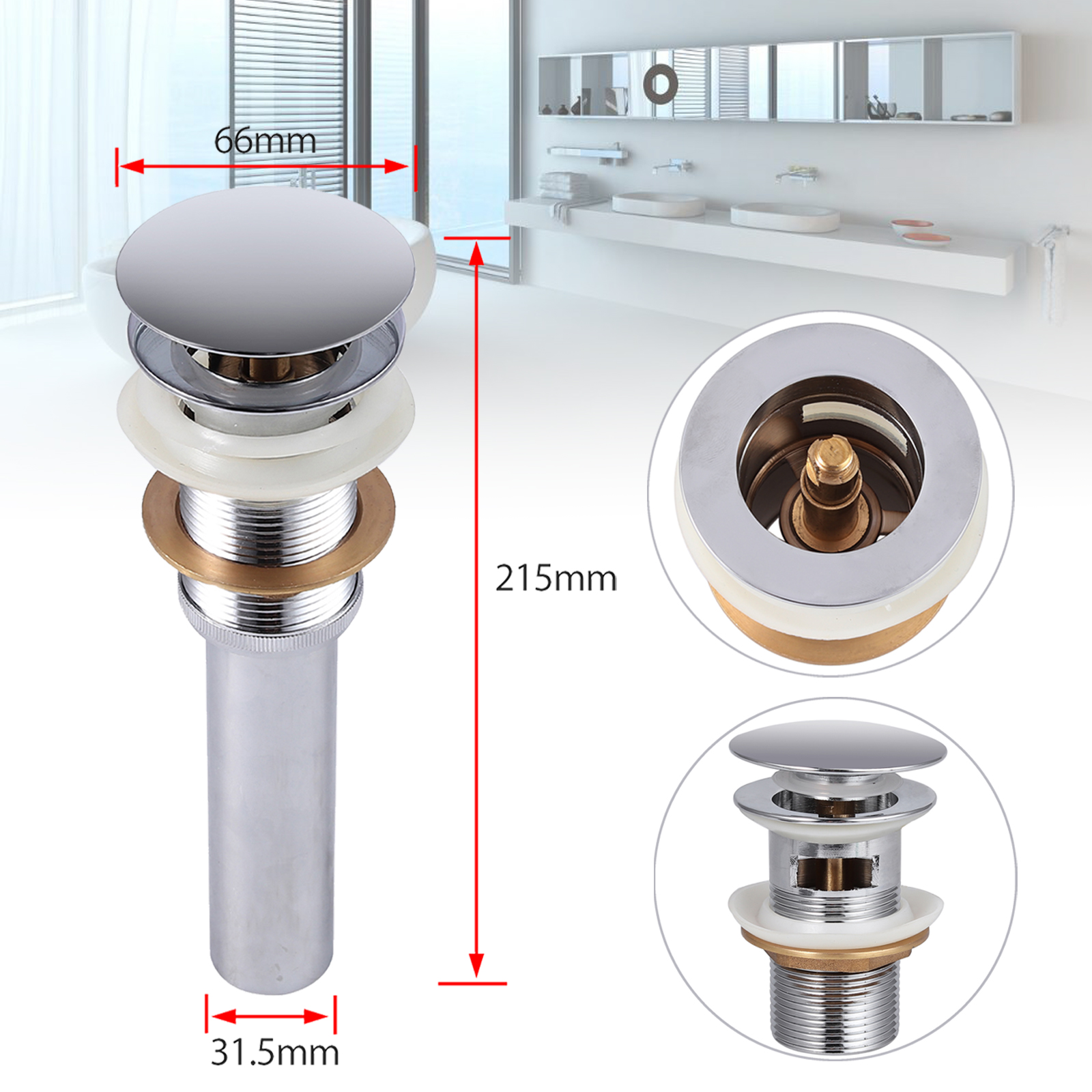 pop up Drain Set with Overflow for washbasin Sink Universal Waste Set Drain Valve with 3 Seals