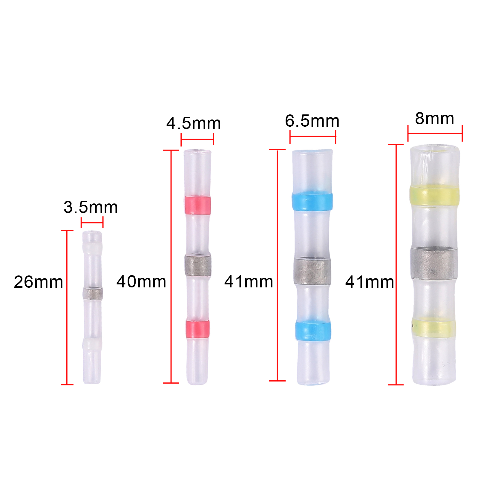 100 x Mixed Heat Shrink Butt Connectors Electrical Terminals Heatshrink Terminal