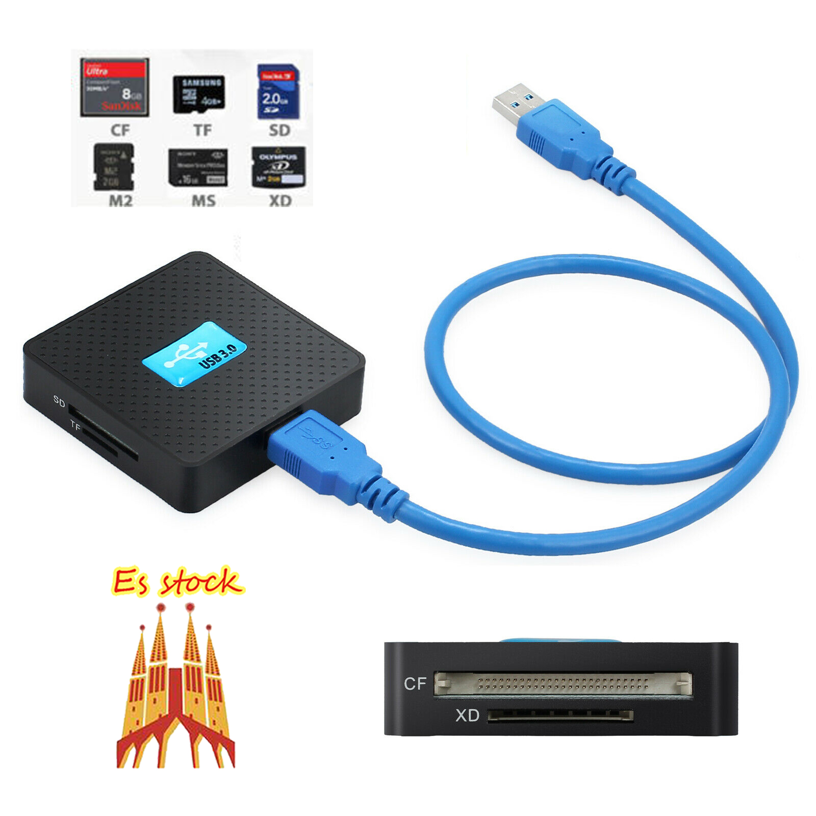 ShenyKan No se Requiere Cable USB Todo en uno USB 2.0 port/átil Memoria m/últiple Adaptador de Lector de Tarjetas Multi Flash para SD TF M2 MS Plug and Play