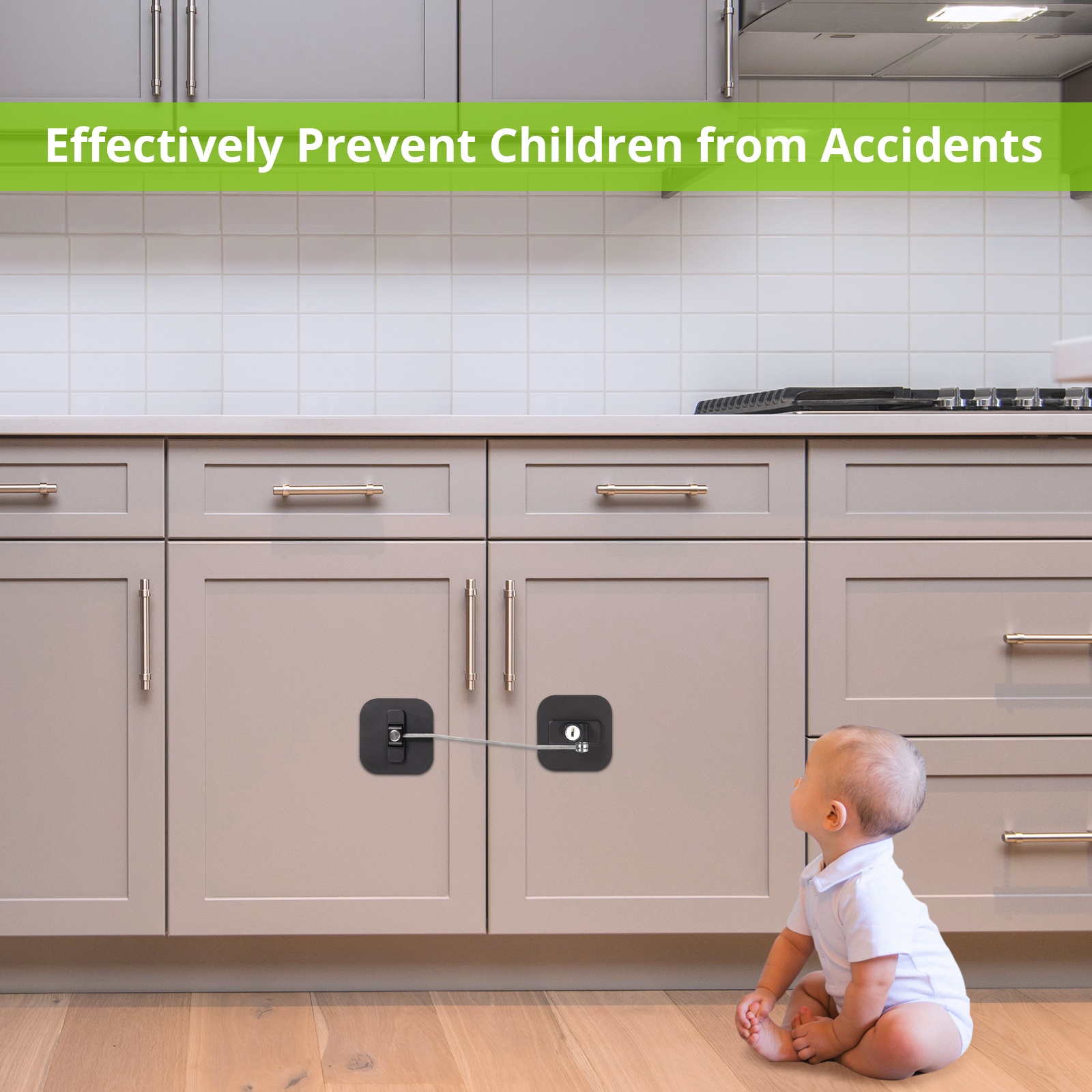 2X Kids Child Safety Lock Proof Cabinet Drawer Fridge Cupboard Door Toddler Baby