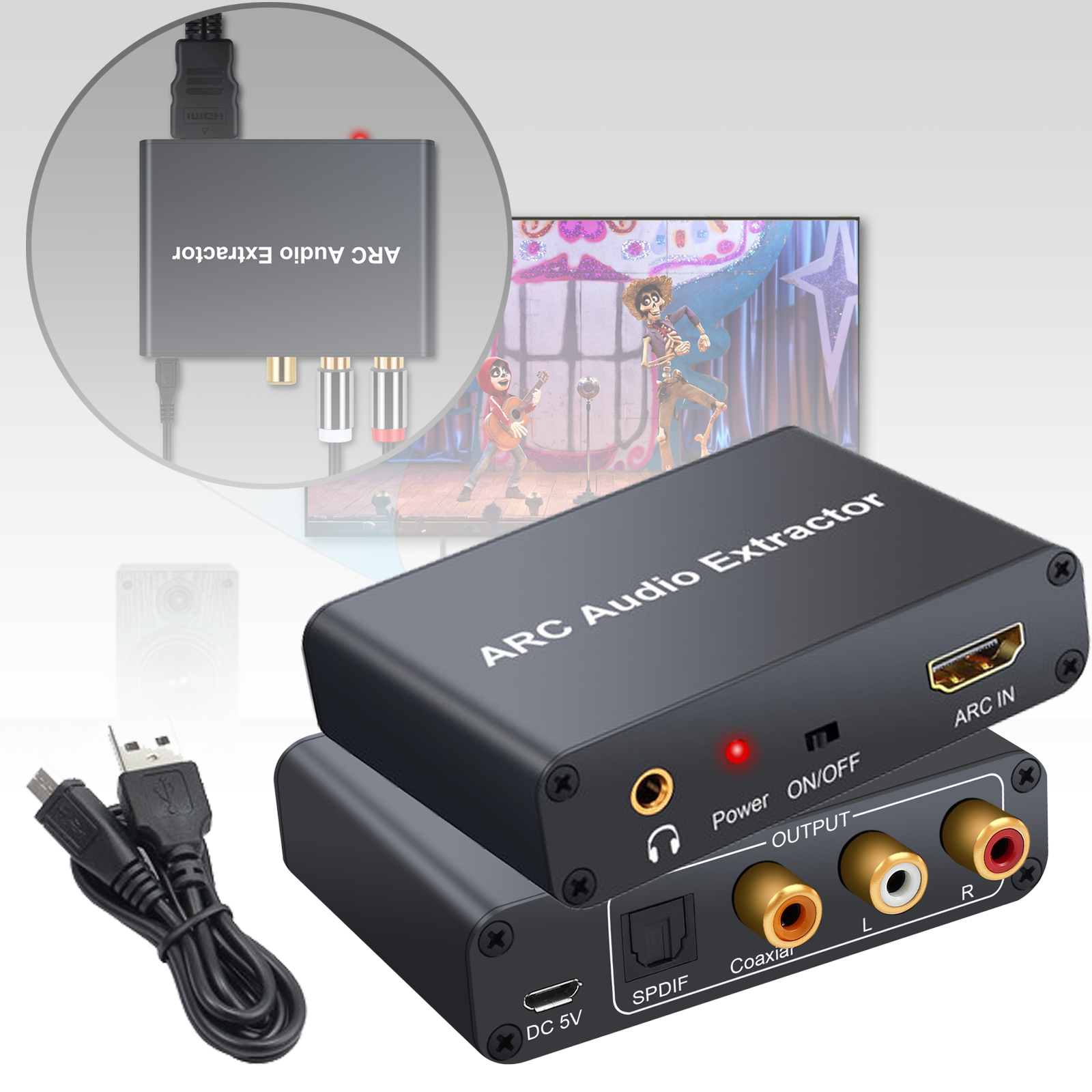 192KHz HDMI/ ARC Audio Extractor Digital to Analog Audio Converter 3