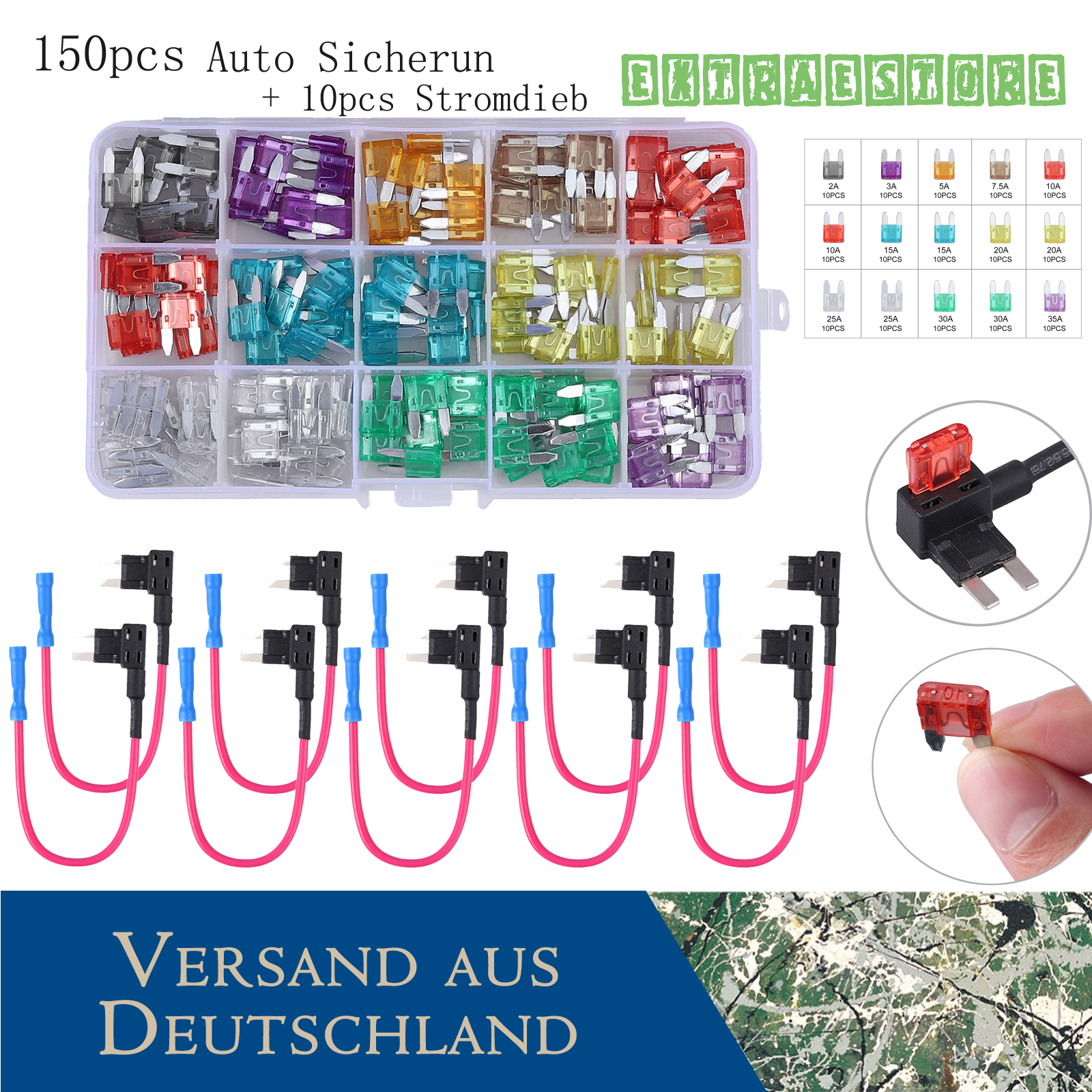 KFZ Auto Stromdieb Stromabgreifer Sicherung Verteiler für PKW Sicherung 10A Groß
