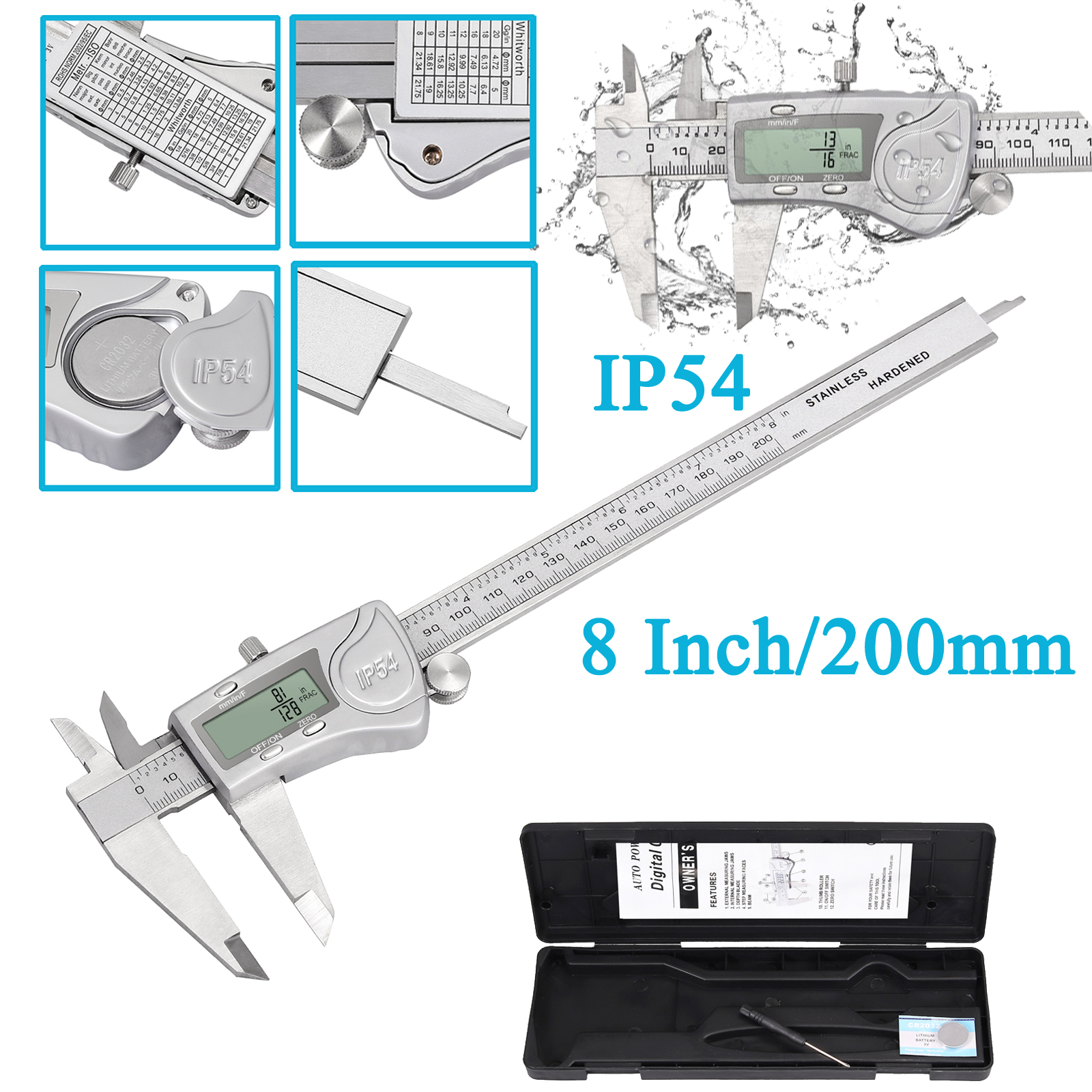 8/" /& 12/" DIGITAL CALIPER SET HARDENED STAINLESS STEEL FREE SHIPPING!! 6/"