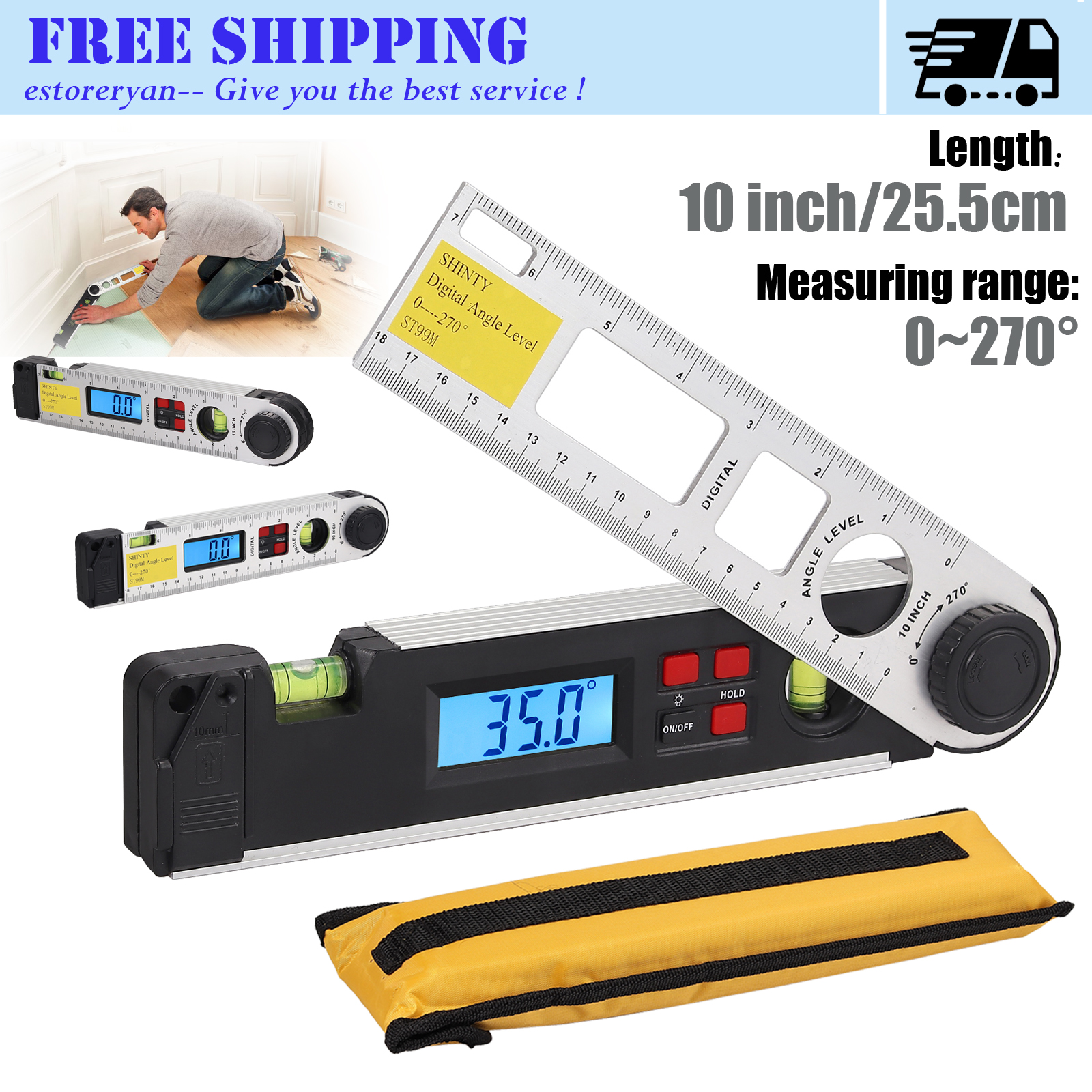 360° LCD Digital Inclinometer Spirit Level Protractor Angle Finder Gauge Meter