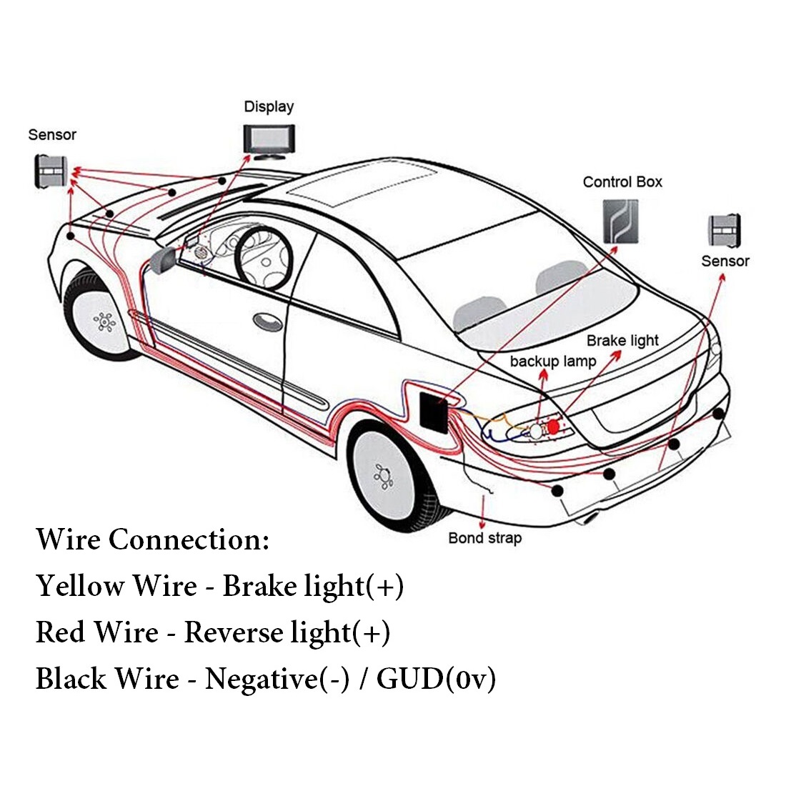 CAR REVERSING PARKING 8 SENSOR KIT BUZZER ALARM Front Rear BLACK