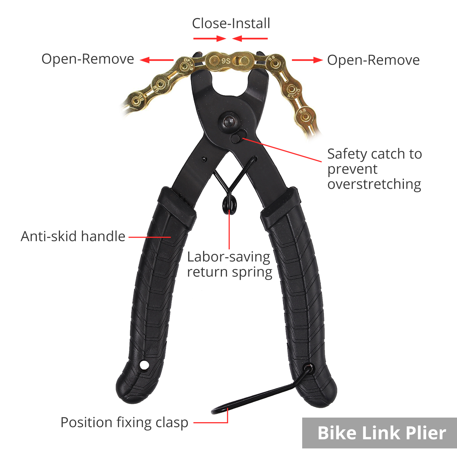 Chain Checker Chain Breaker Splitter Tool Chain Cleaner Brush Bicycle Chain Repair Tool Universal 4 in 1 Bike Maintenance Kit Bike Chain Wear Indicator Tool Including Bike Link Plier