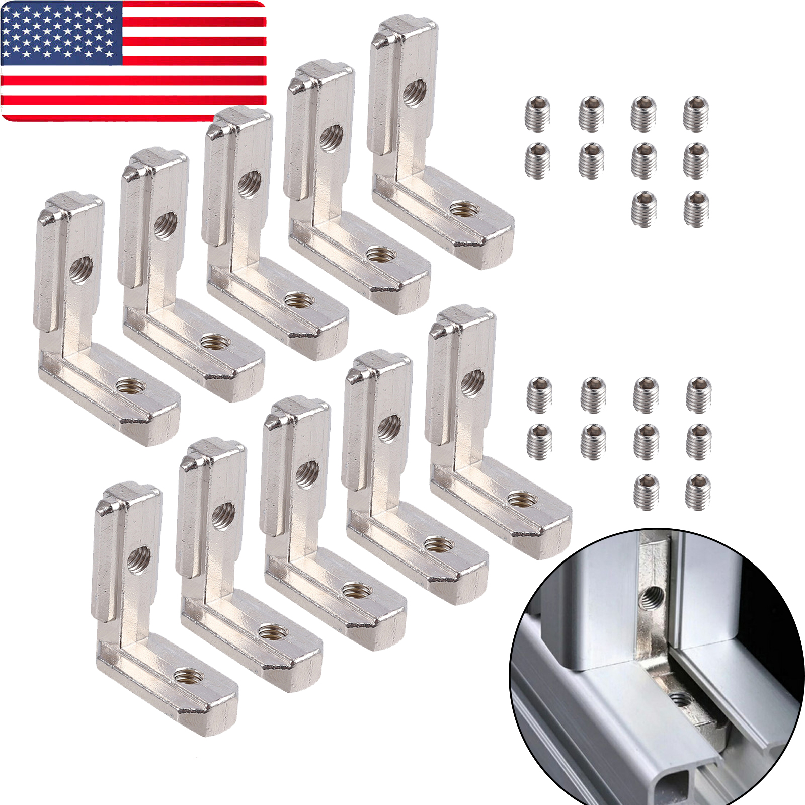 Corner Bracket Durable Solid 6pcs 4040 Aluminum L Shape Corner Bracket Right Angle Brace Fastener for Doors Window Furniture