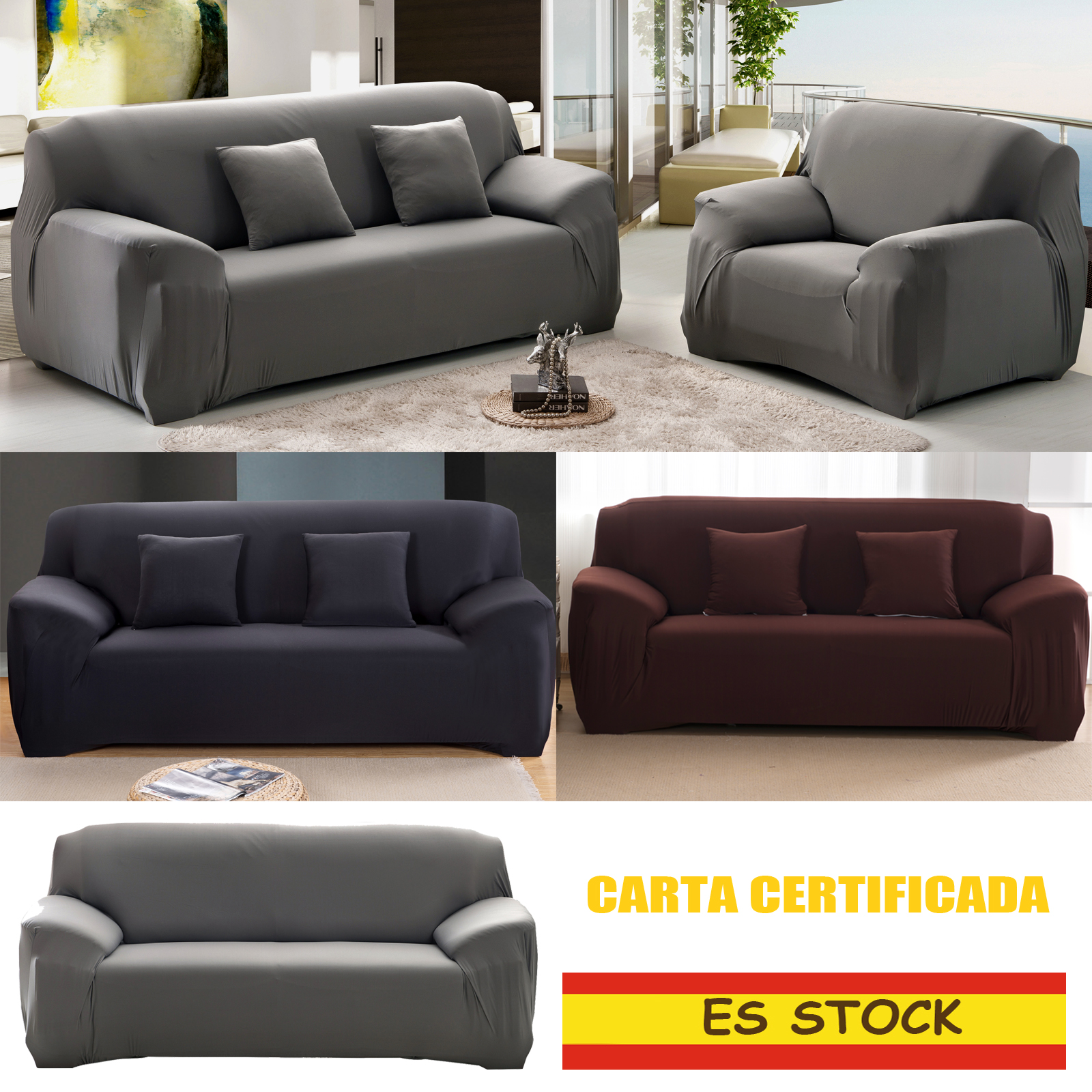 funda de sofa de chaise longue silla sillón 2 plazas 3 plazas Gris