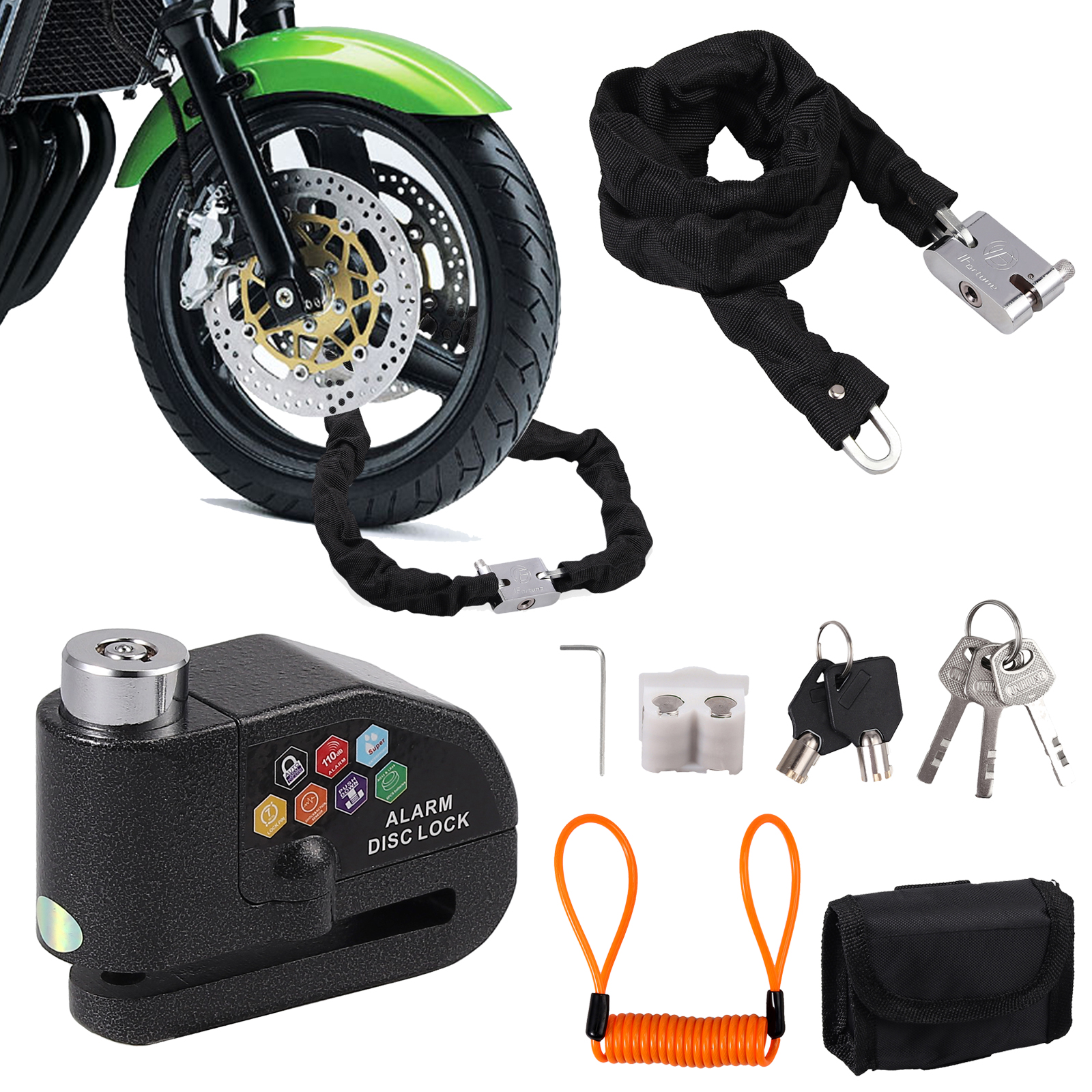 1.2M Anti Theft Chain Disc Lock Padlock For Motorcycle Bike Bicycle Scooter  ^
