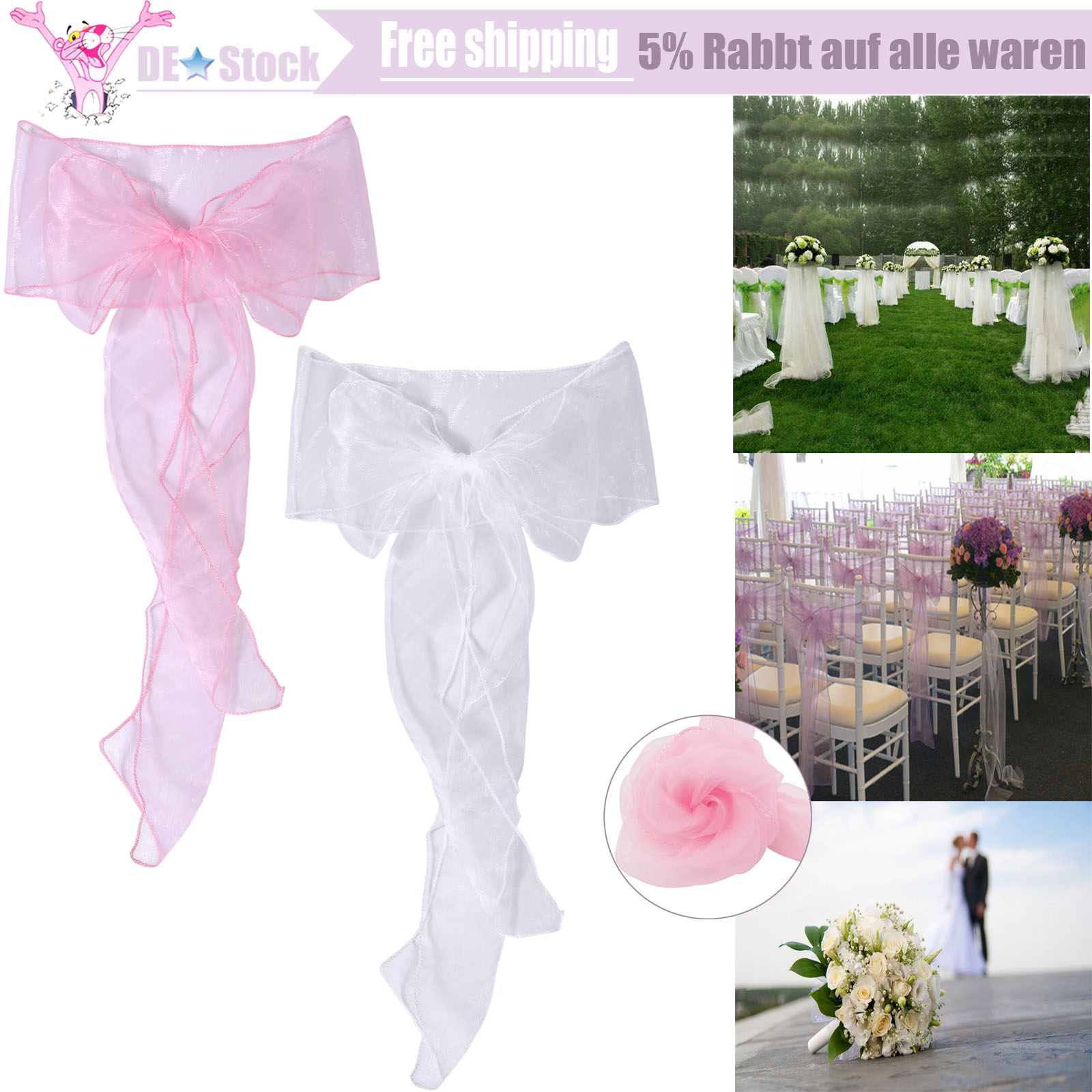 pack of 125 rot Satin Schleifenbänder für Hochzeit Stuhlschleifen Schärpe