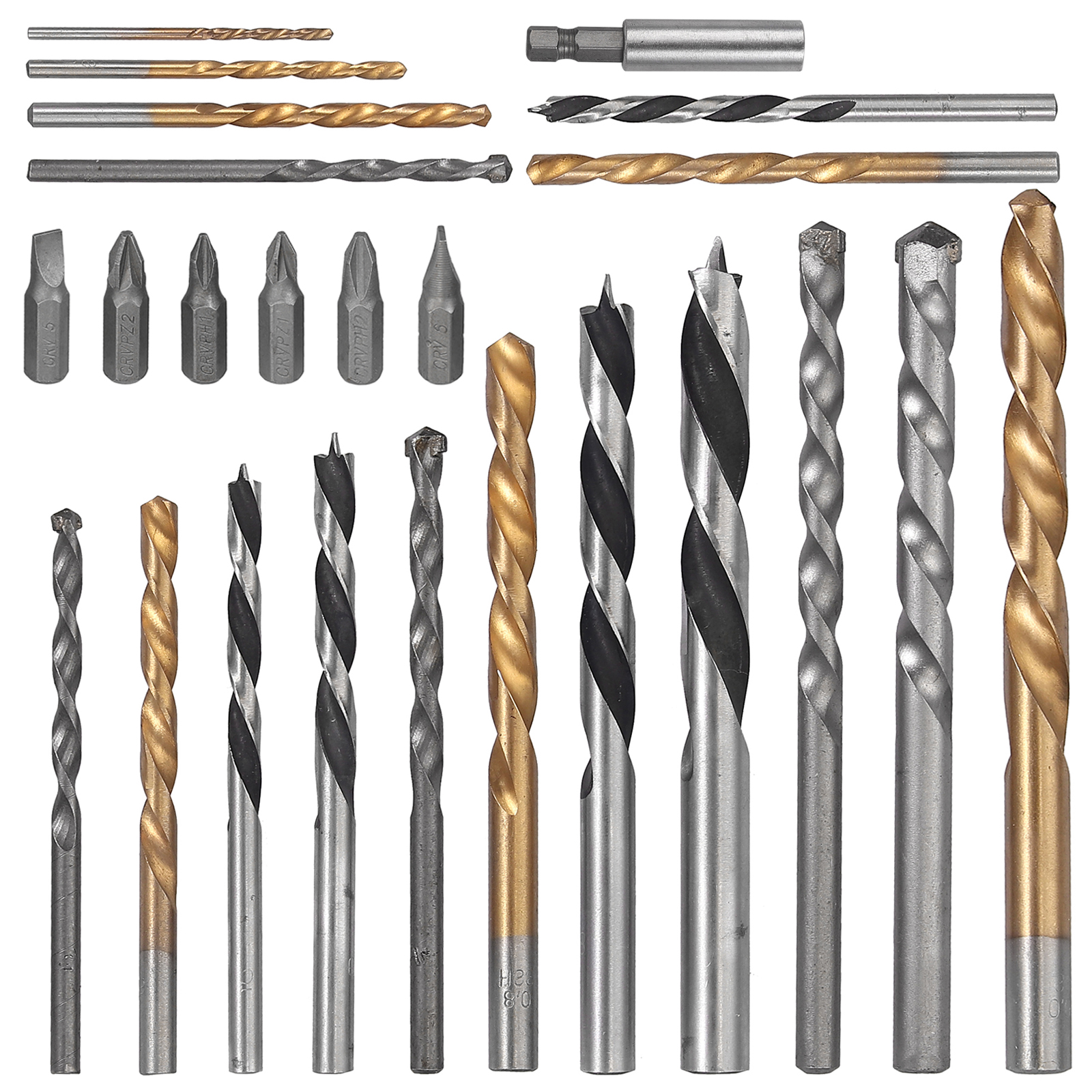 Juego de 6 puntas de destornillador de cabeza plana de 2 a 6 mm BE-TOOL aleaci/ón de acero S2 plateado