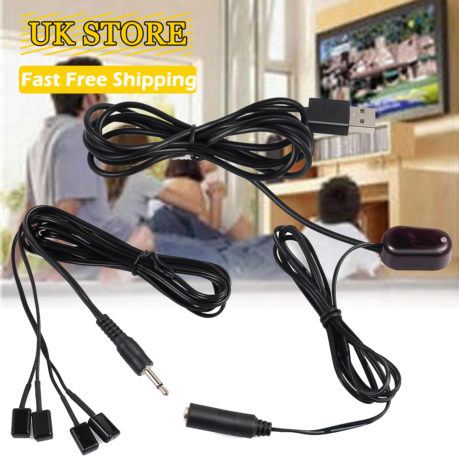 USB Adapter for Amplifier Cable Box Stereo Receiver Satellite Neoteck IR Repeater Infrared Remote 1 Receiver 4 Emitters Control Kit Hidden IR System