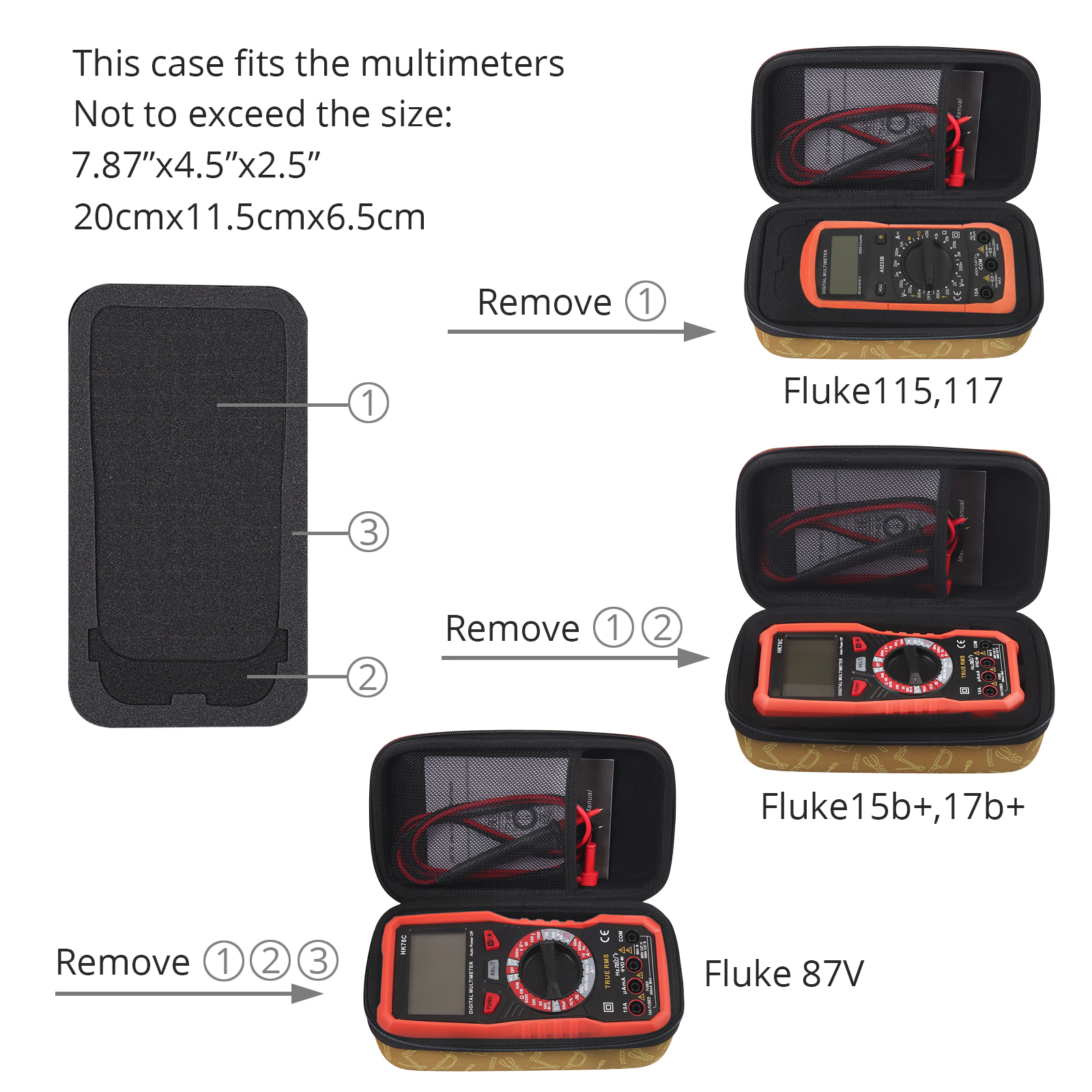 Hard Multimeter Shockproof Case EVA Bag for Fluke 101//115//116//117//113//114//F15B+