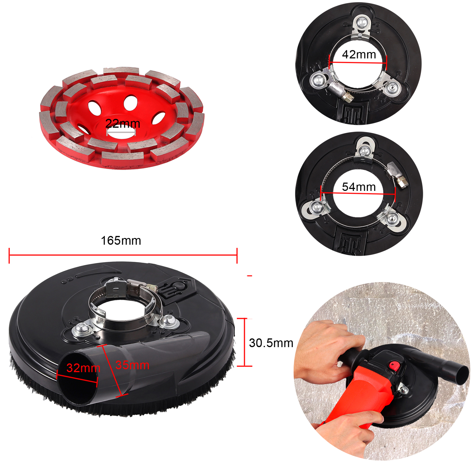 Diamond Grinding Cup Wheel 125 Surface Grinding Dust Shroud for 115mm//125mm Angle Grinder