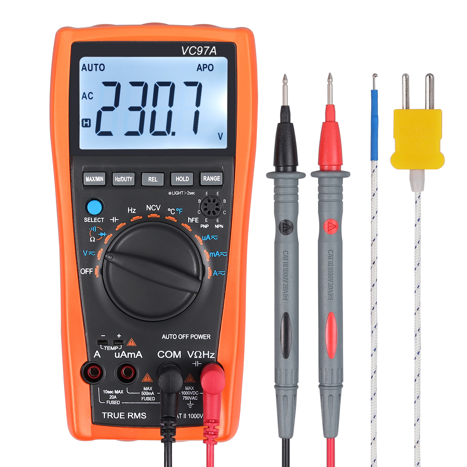 Digital LCD Multimeter mit NCV hFE AutoRange Kapazität ACDC Profi