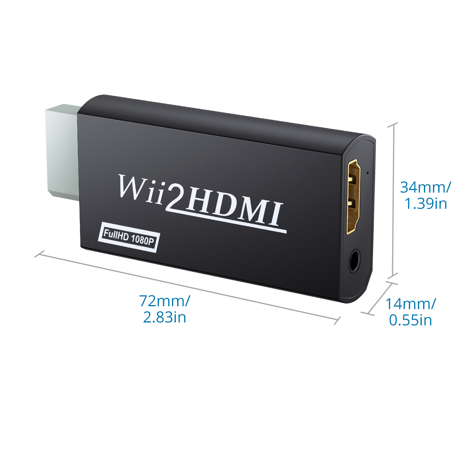 For Nintendo WII TO HDMI Video Converter w/3.5mm Audio Output + HDMI