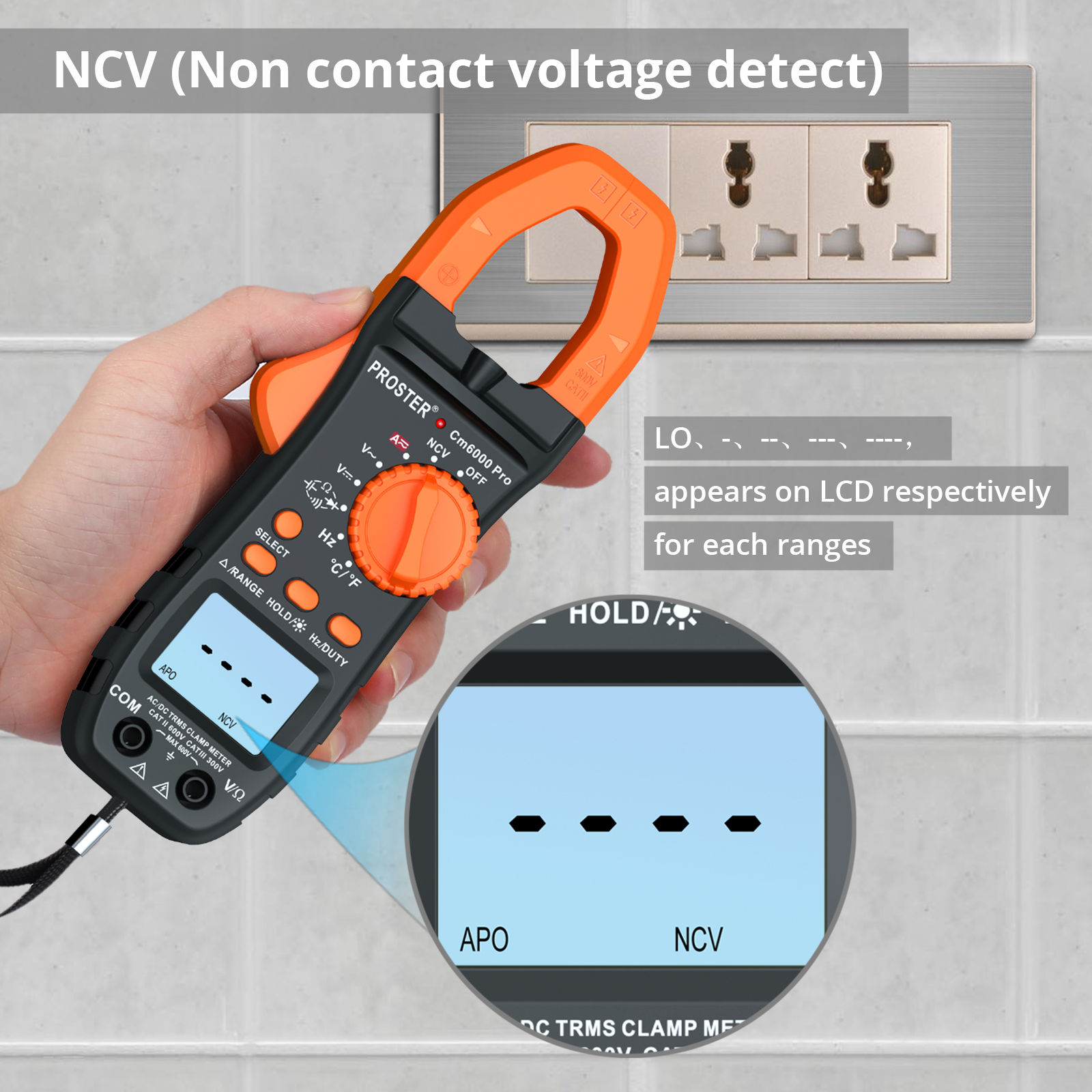 Digital Multimeter Advanced Clamp Meter TRMS 6000 Counts AC//DC Test Auto-Ranging
