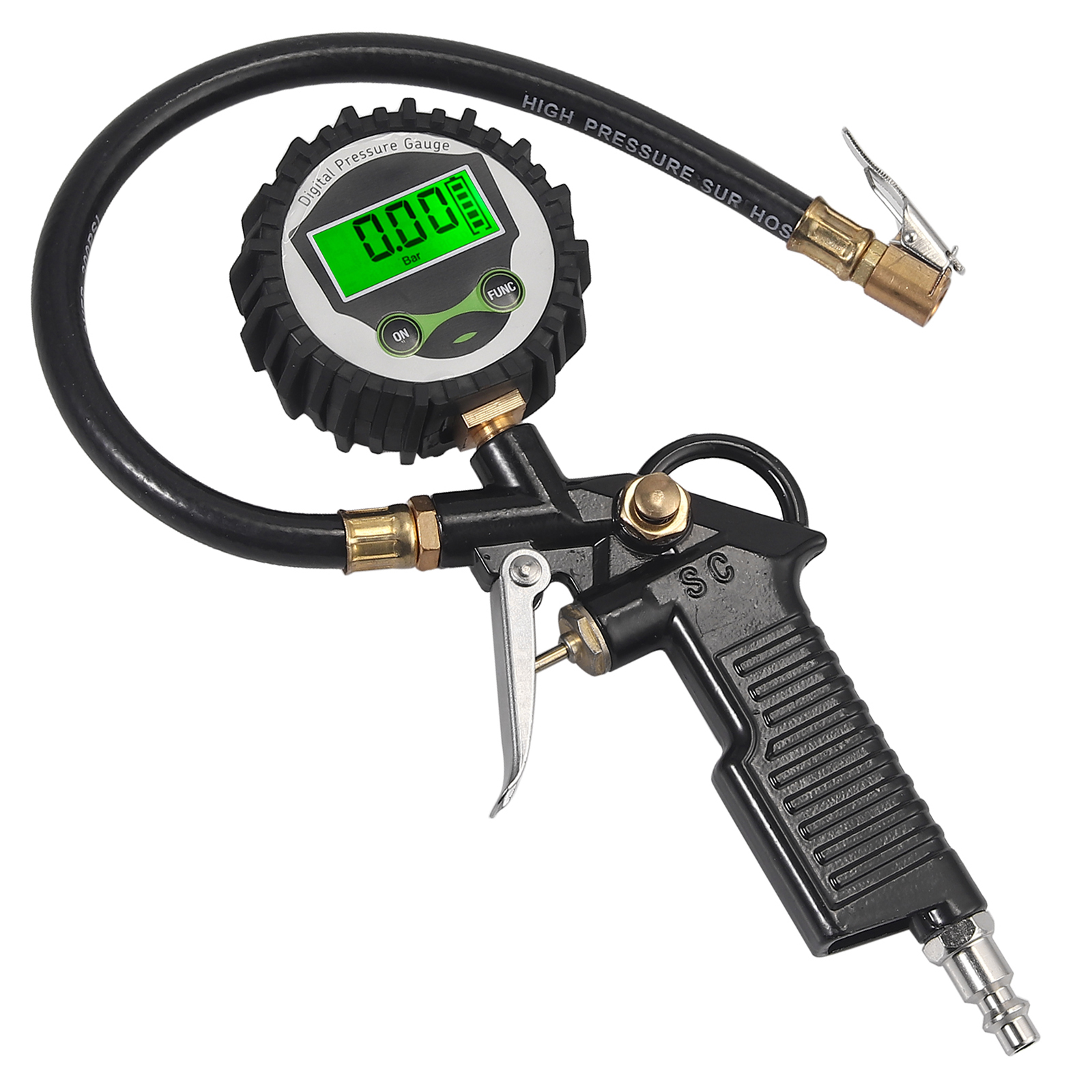 LCD Electric Digital 200PSI Tire Pressure Gauge Tire Inflator Gauge+