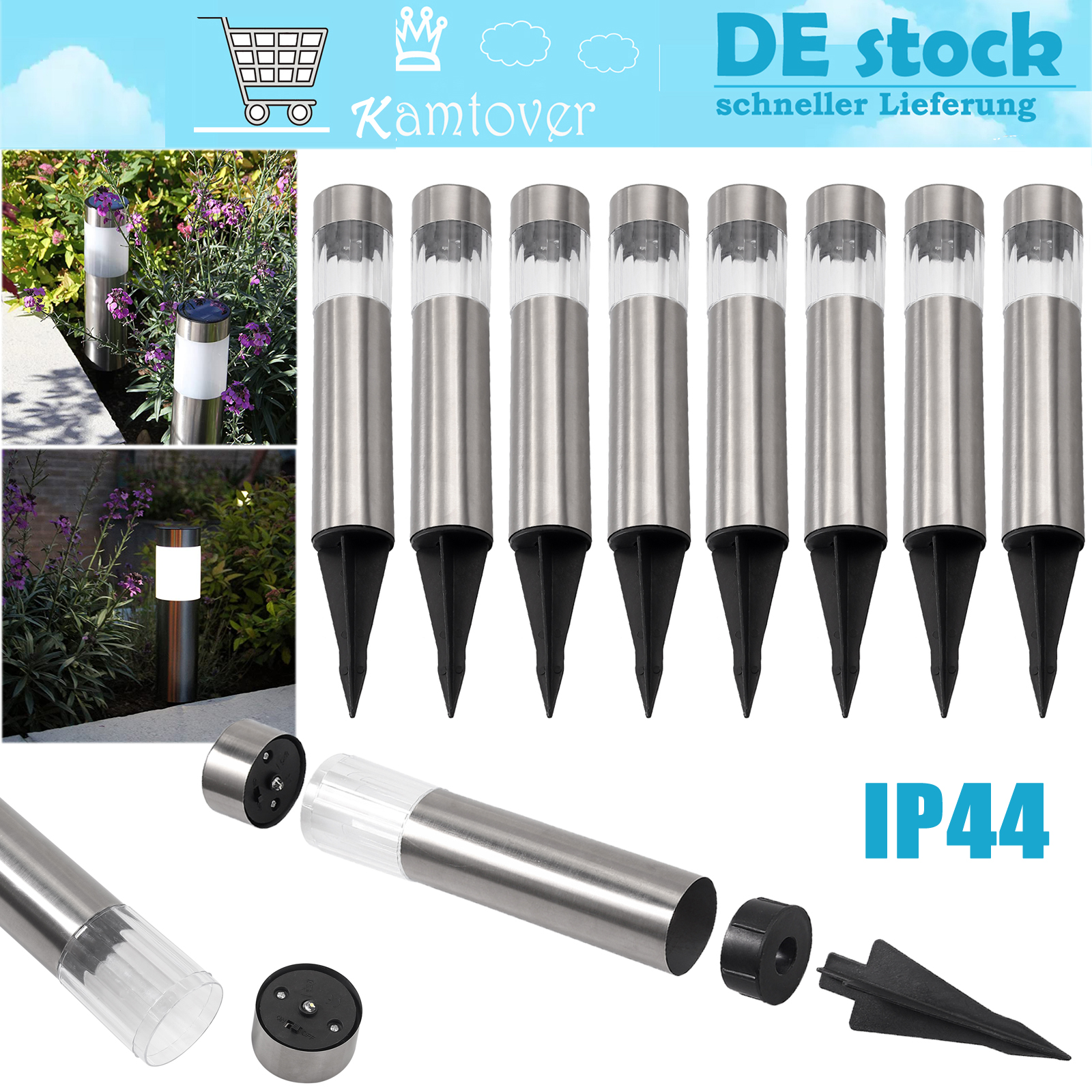 8x Solarleuchte Solar Licht LED Stand Außen Garten Steck Steh Hof Weg