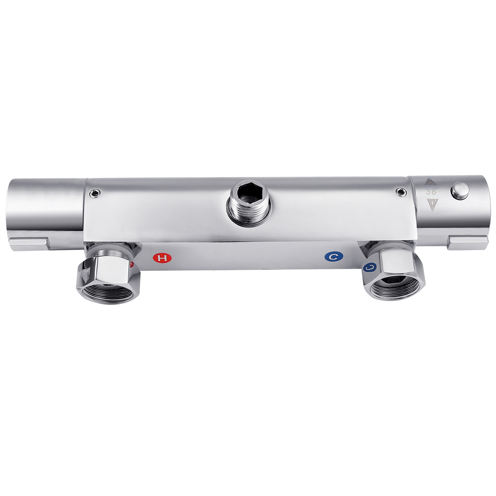 Thermostatic Shower Bar Mixer Tap Valve Chrome Bathroom Twin Bottom 1/2