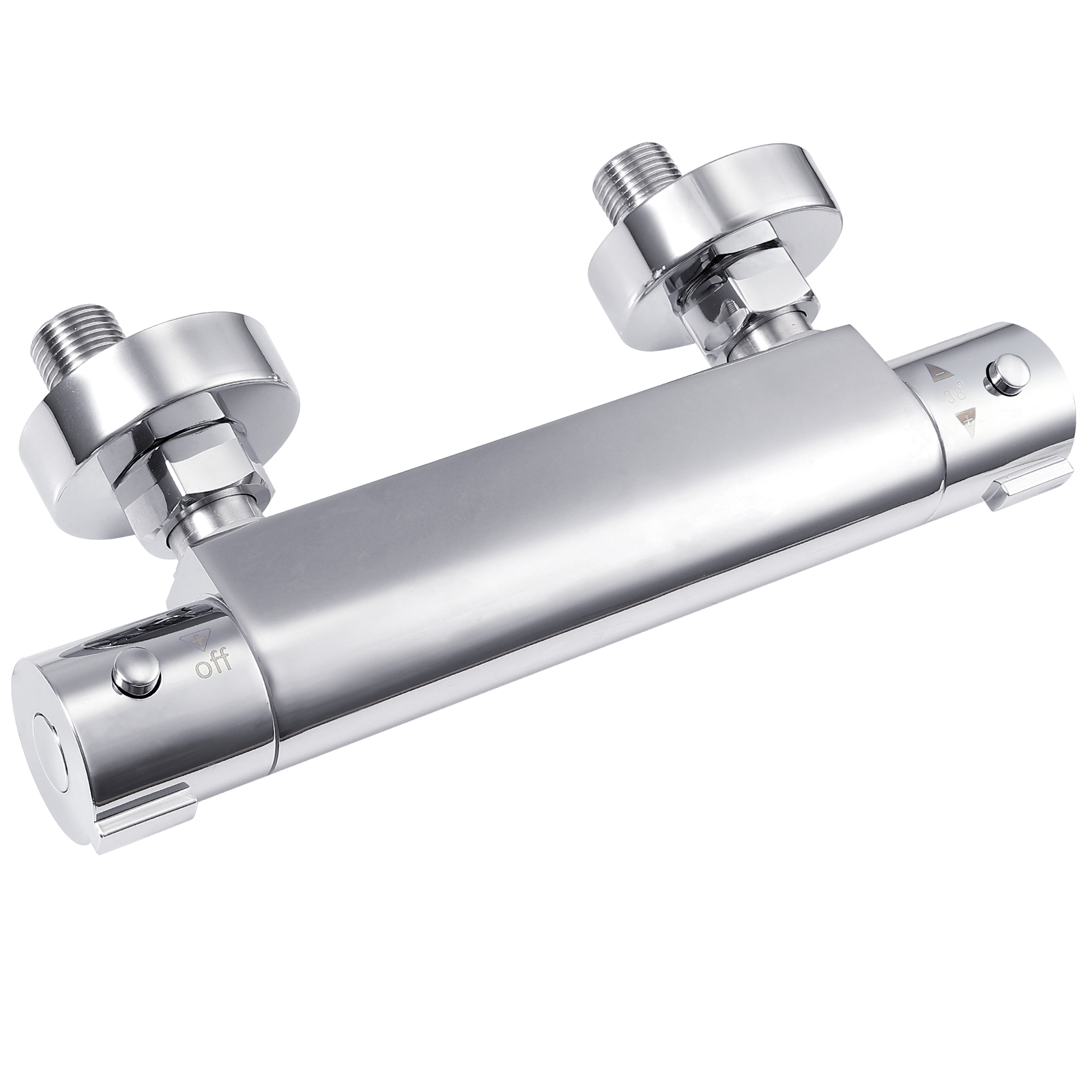 Thermostatic Shower Bar Mixer Tap Valve Chrome Bathroom Twin Bottom 1/2