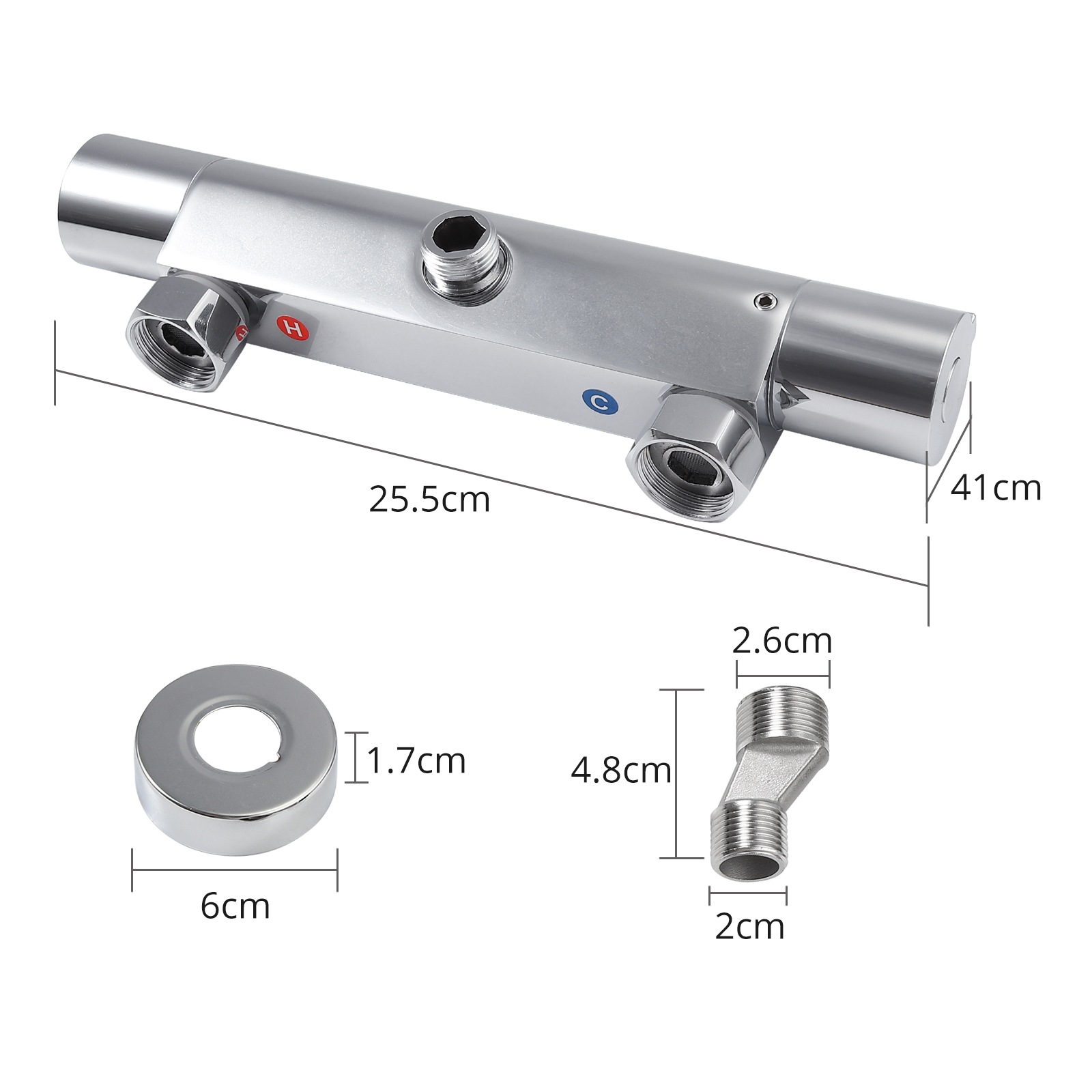Thermostatic Shower Bar Mixer Tap Valve Chrome Bathroom Twin Bottom 1/2