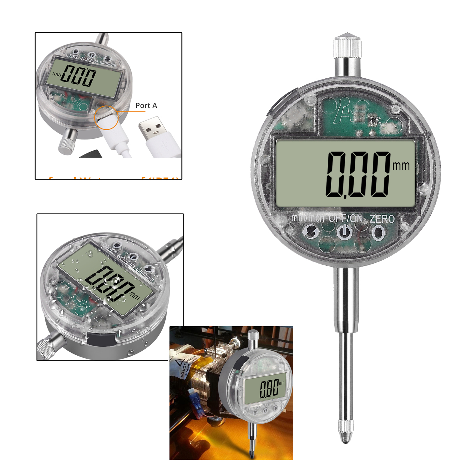 0.01mm//0.0005/'/' Digital Dial Indicator Probe Precision Gauge Range 0-25.4mm //1/'/'