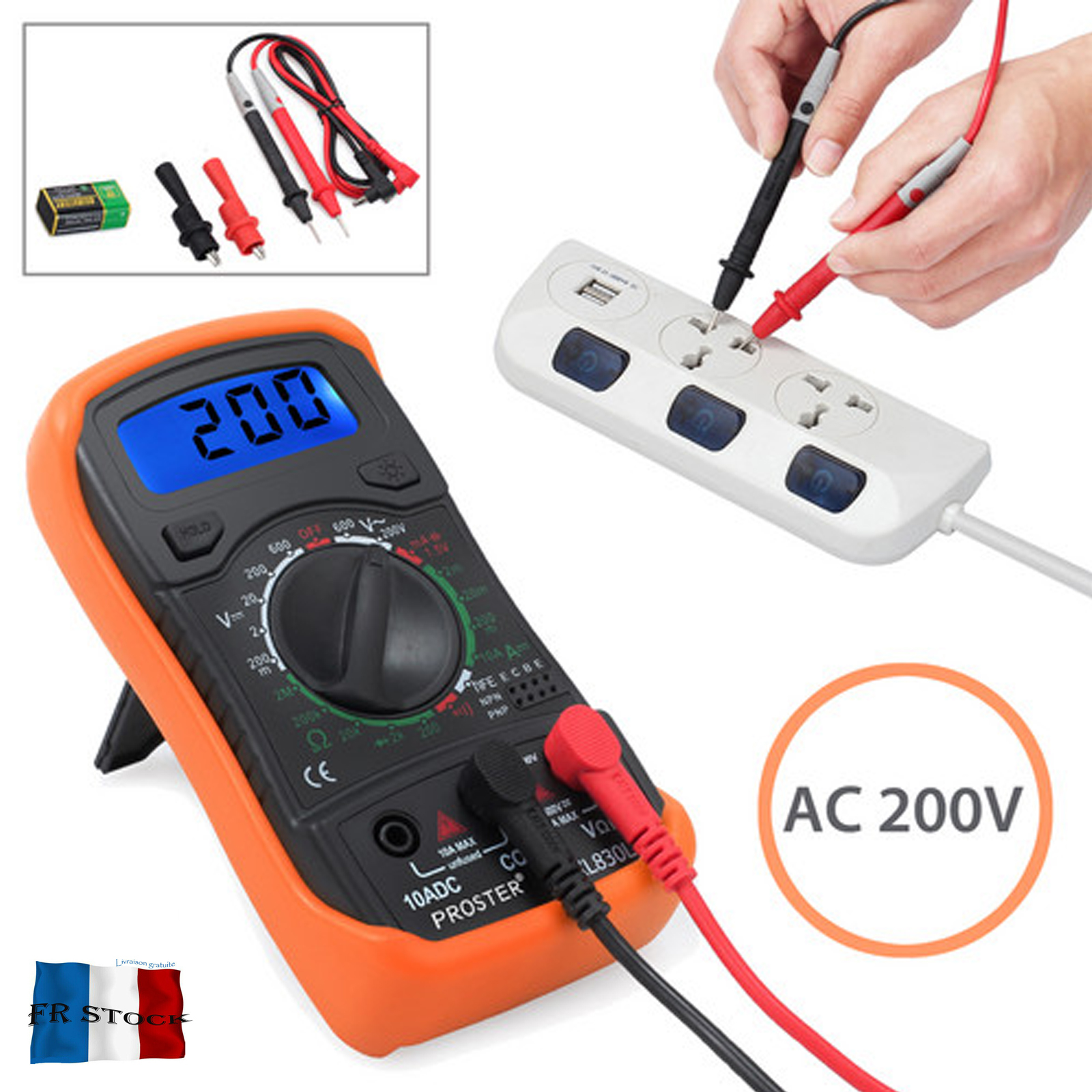XL-830L numérique LCD Multimètre Voltmètre Ampèremètre Ohmmètre OHM Volt Tester