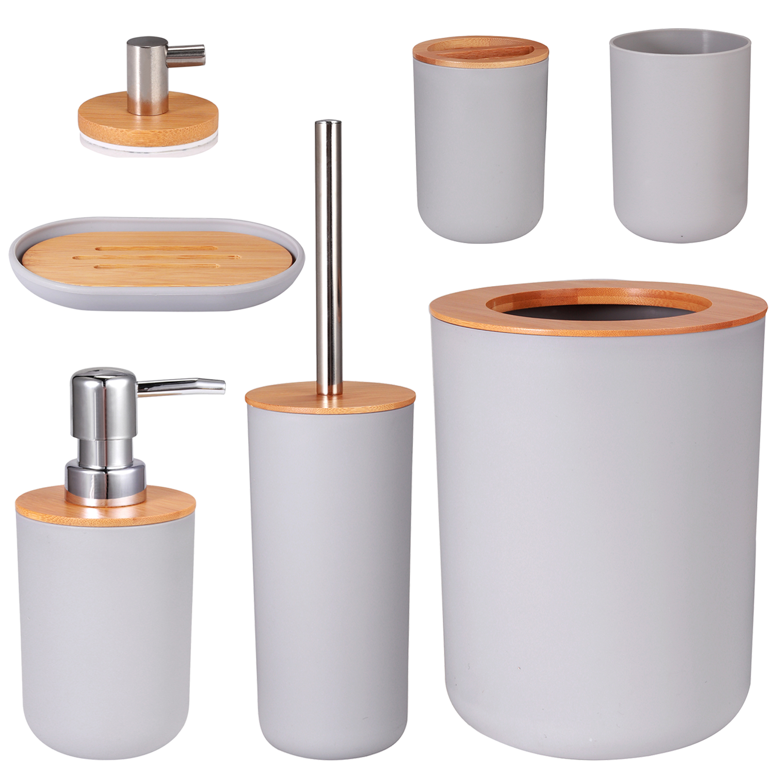 7TLG BADSET BADEZIMMER ZUBEHÖR WC BÜRSTE SEIFENSPENDER BADACCESSOIRES