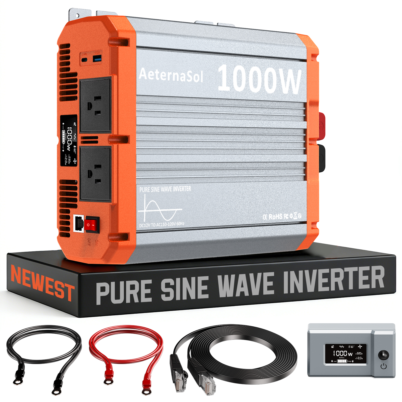 Pure Sine Wave Power Inverter 1000W 1500W 2000W 3000W DC 12V to 110V Converter