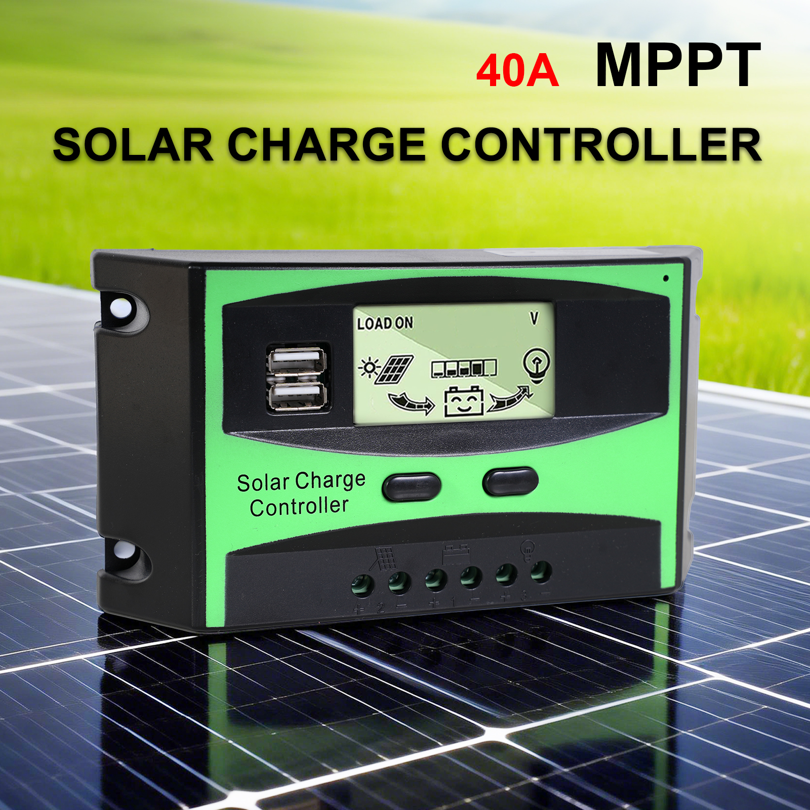 40A 60A Solar Charge Controller 12V 24V MPPT LCD Display Auto Regulator