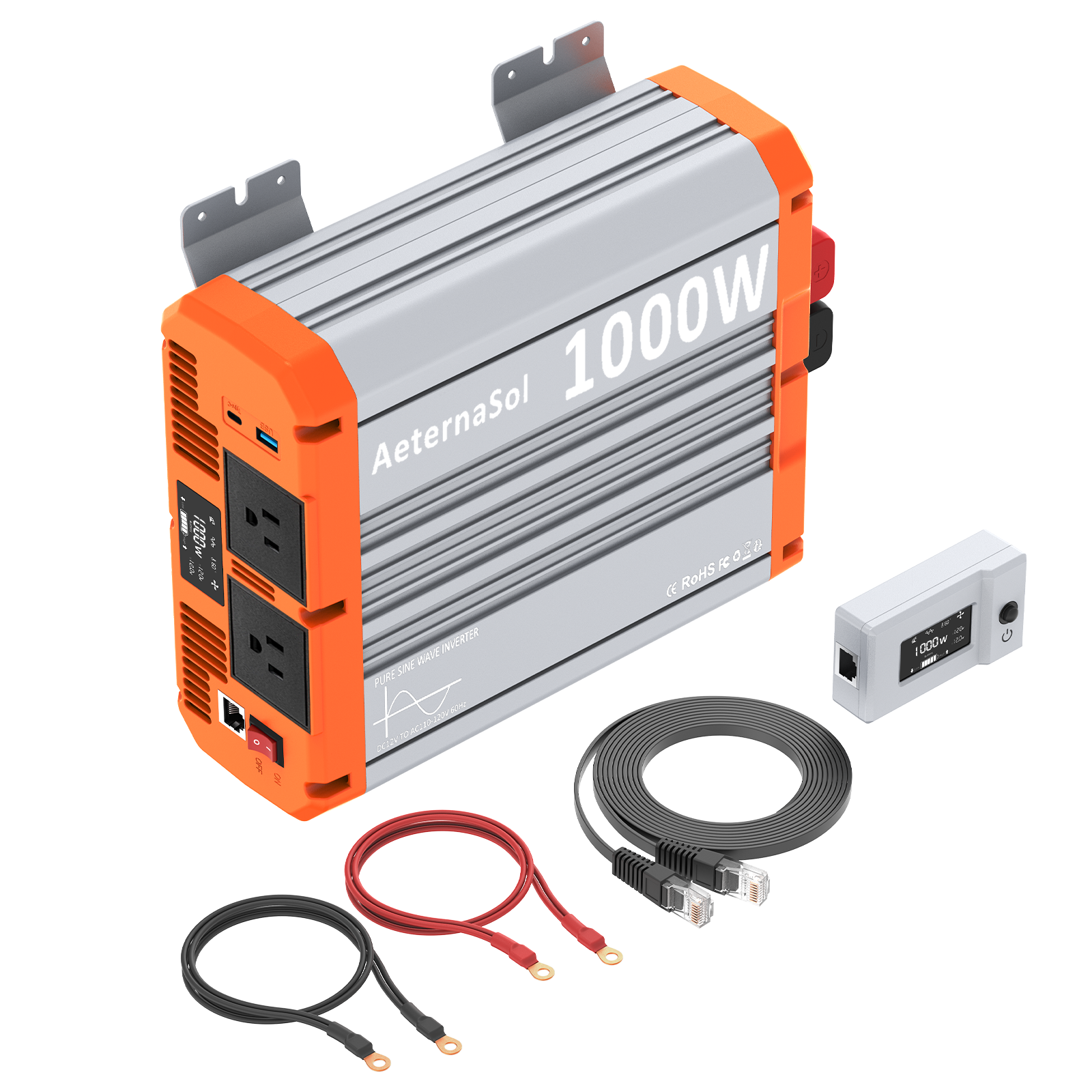 Pure Sine Wave Power Inverter 1000W 1500W 2000W 3000W DC 12V to 110V120V 3AC US