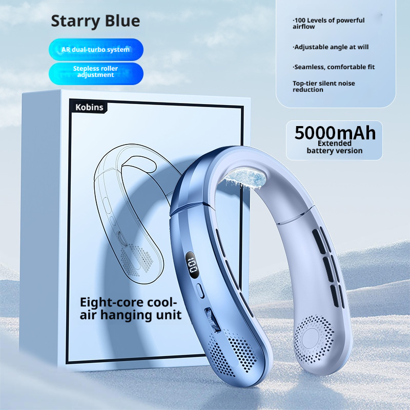 Portable USB Neck Fan 100-Speed DigitalDisplay Mini HangingFan for Outdoor Sport