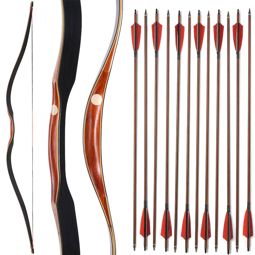 60»Traditional Recurve Bow 30-50lbs Archery Laminated Longbow for Hunting Shoot