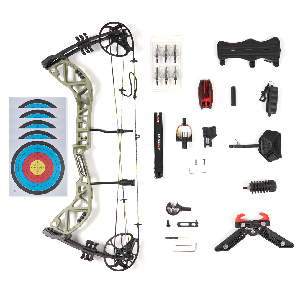 RH Compound Bow 30-70lbs 75% Let off & Carbon Arrows for Archery Hunting Shoot