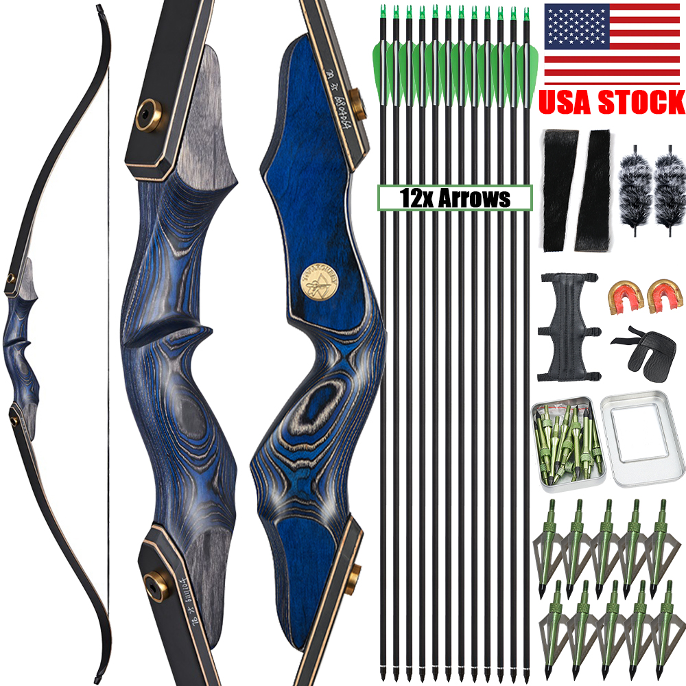 60" Takedown Recurve Bow 30-50lbs Archery Hunting Arrows Bow Target Practice RH