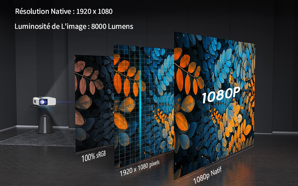 20% sur Videoprojecteur WIFI 5G 8000 Lumens Rétroprojecteur Natif 1080p  FULL HD TROISC ALPHA, Bluetooth 5.0 Recopie L'écran 300 Max 4K 10000:1  Contraste Blanc - Vidéoprojecteur - Achat & prix