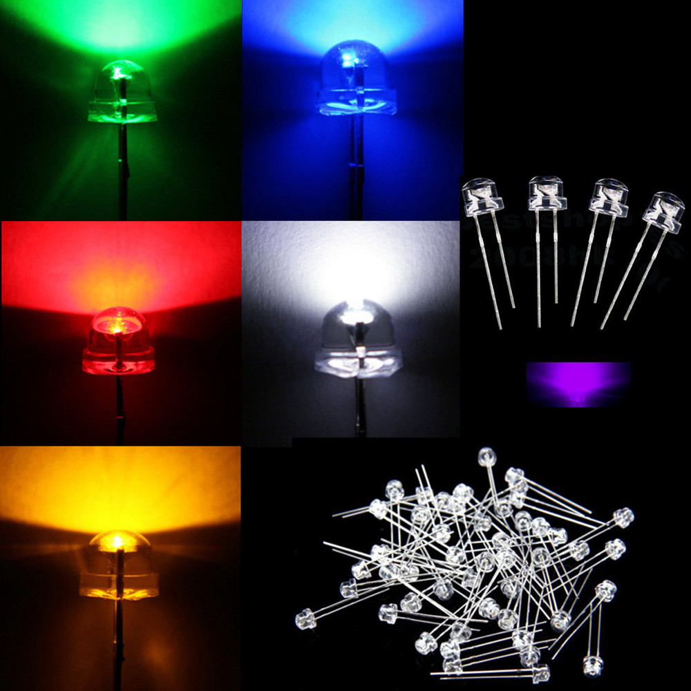 5mm Straw Hat Purple//Blue//Green//Red//White// Color LED Wide Angle Light Lamp