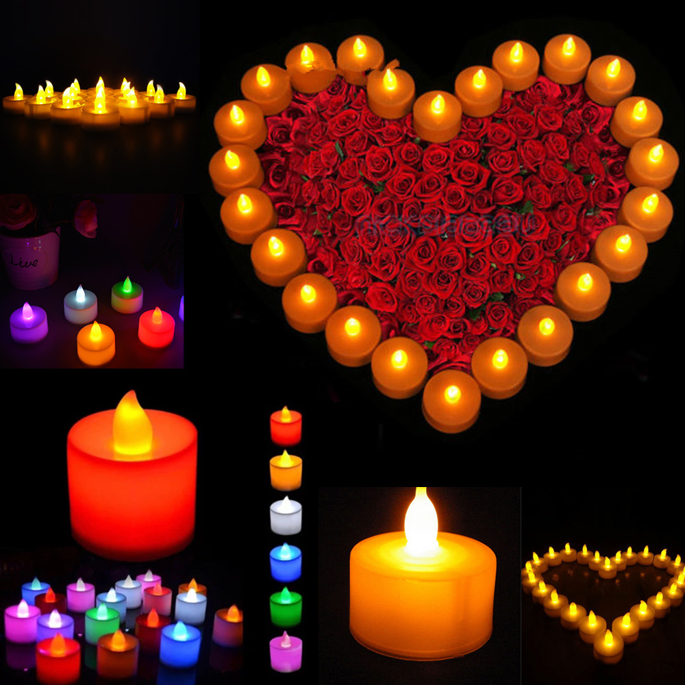 12 24 48 72Pcs LED Tea Light Tealight Candle Flameless Orange