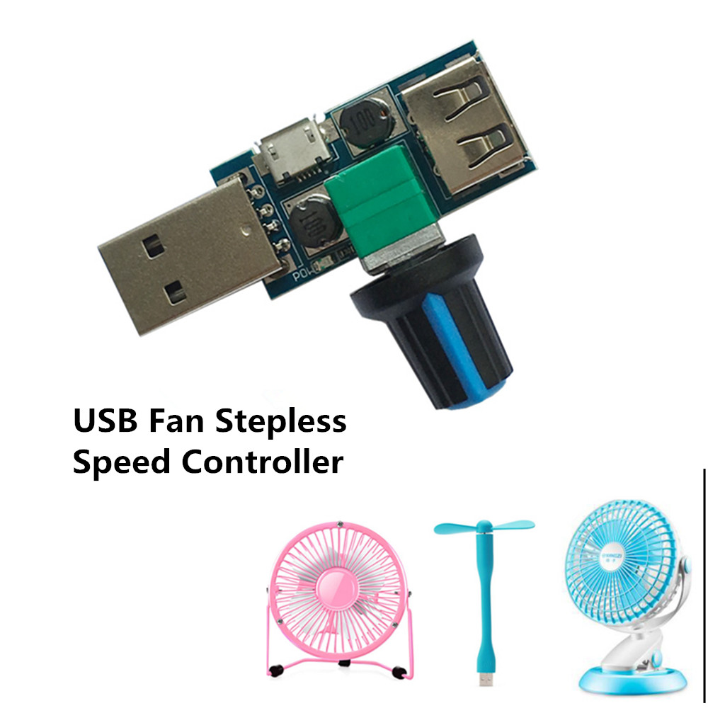 USB Fan Stepless Speed Controller Regulator Speed Variable Switch ON//OFF Module