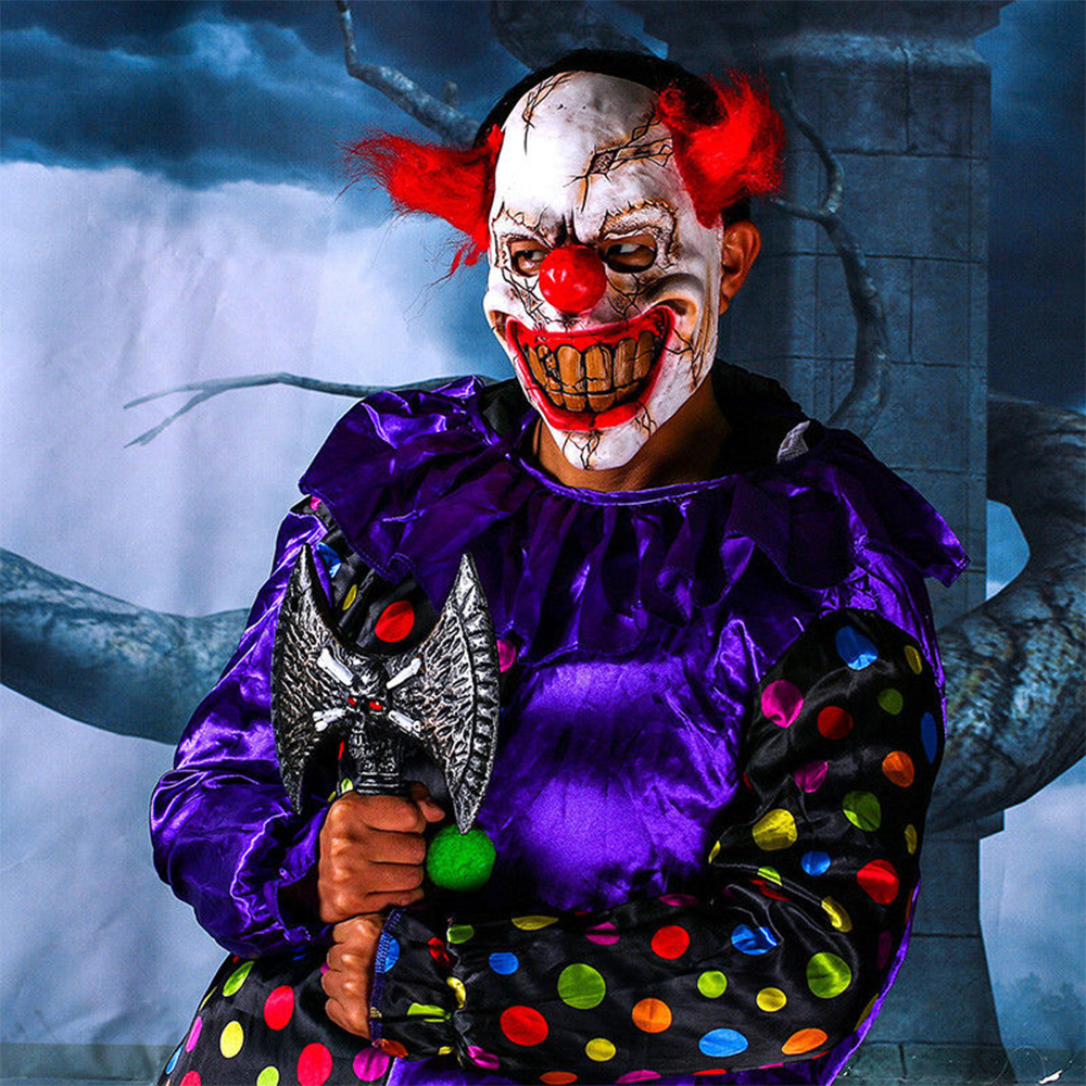 Face Latex Scary Clown Halloween Costume Creepy Evil Adult Horror Joker Ebay