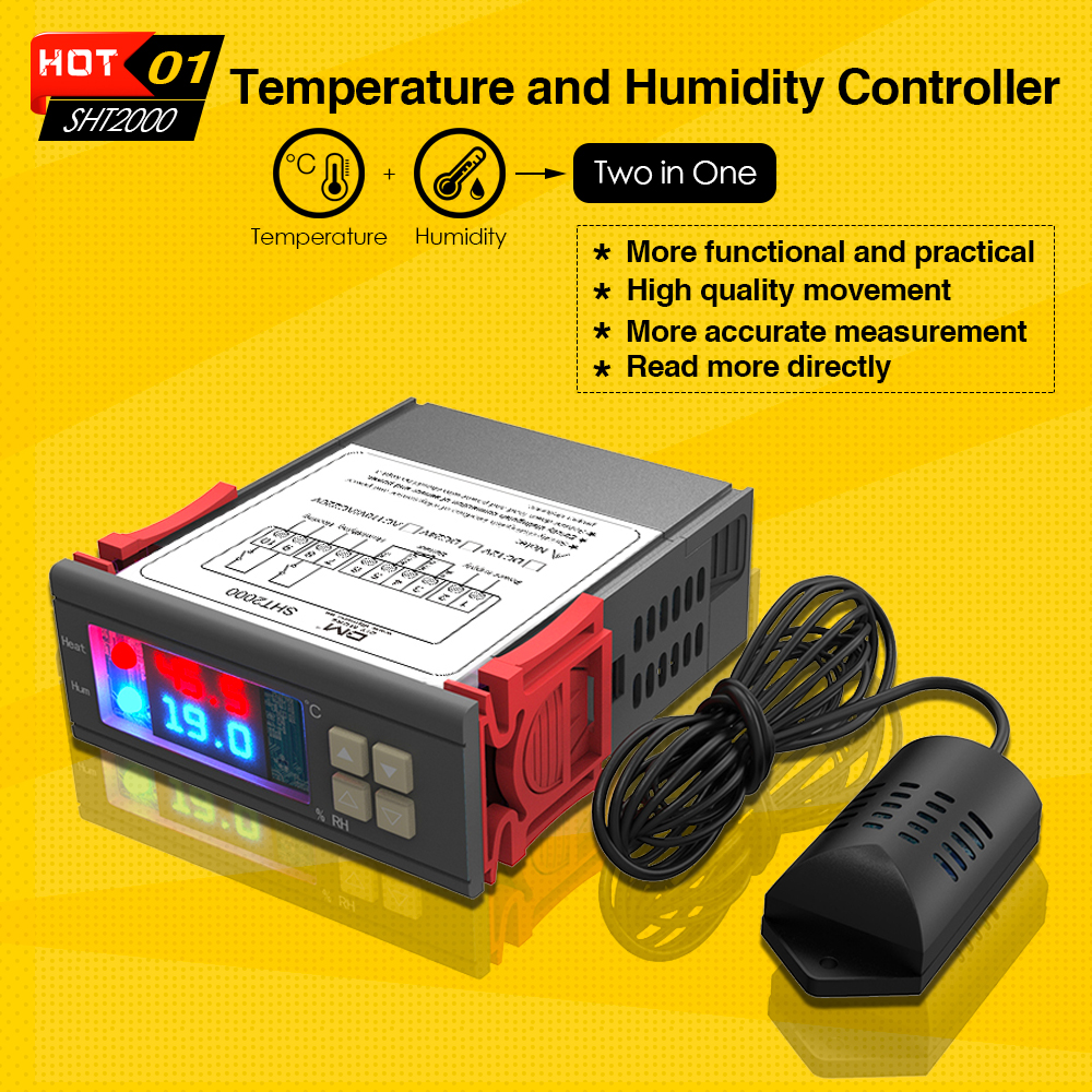 STC-1000 110-220/230V Mini Temperature &Humidity Controller Thermostat Sensor 