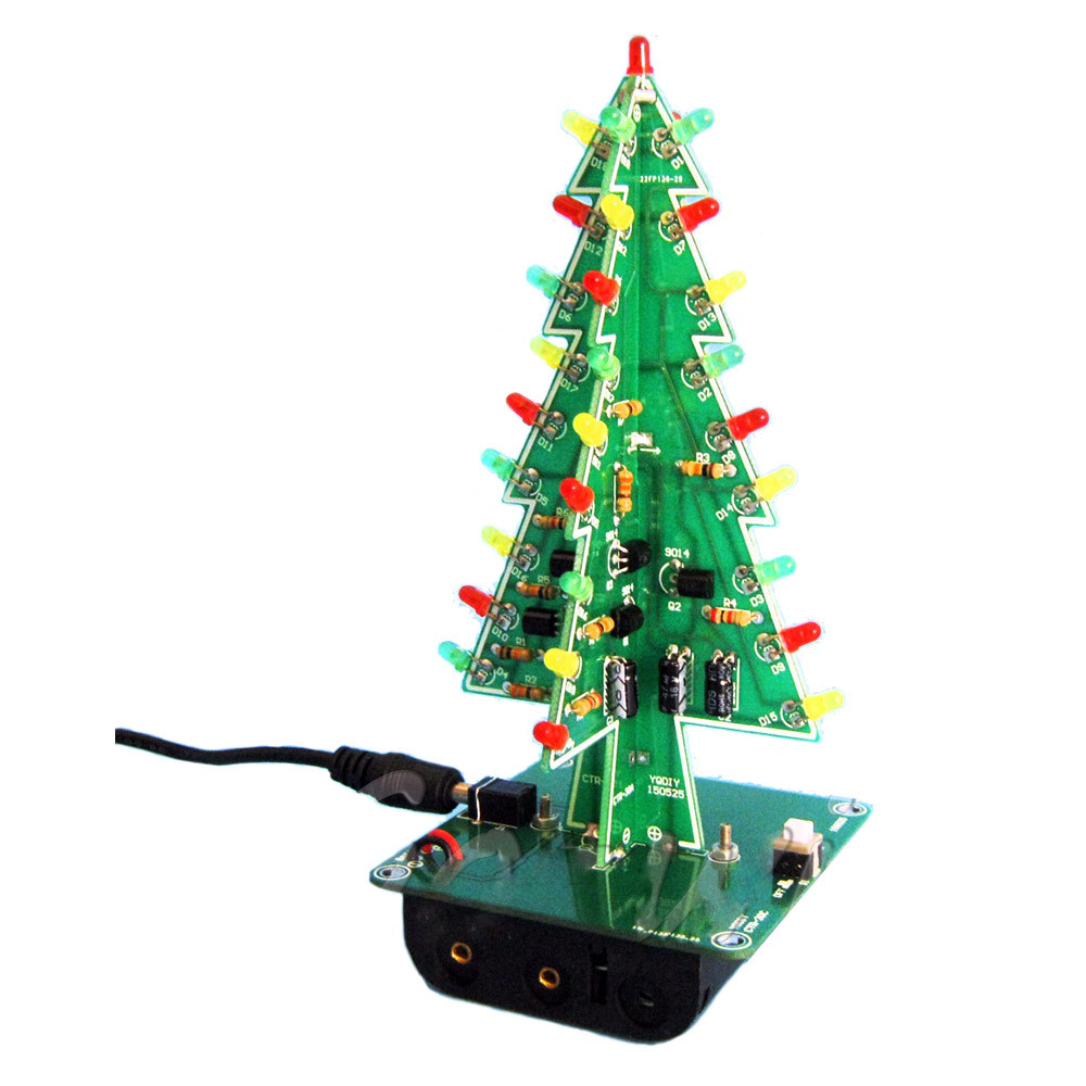 DIY 3D Christmas Kit Flashing Light LED Circuit 3 Colors Xmas Tree Gift