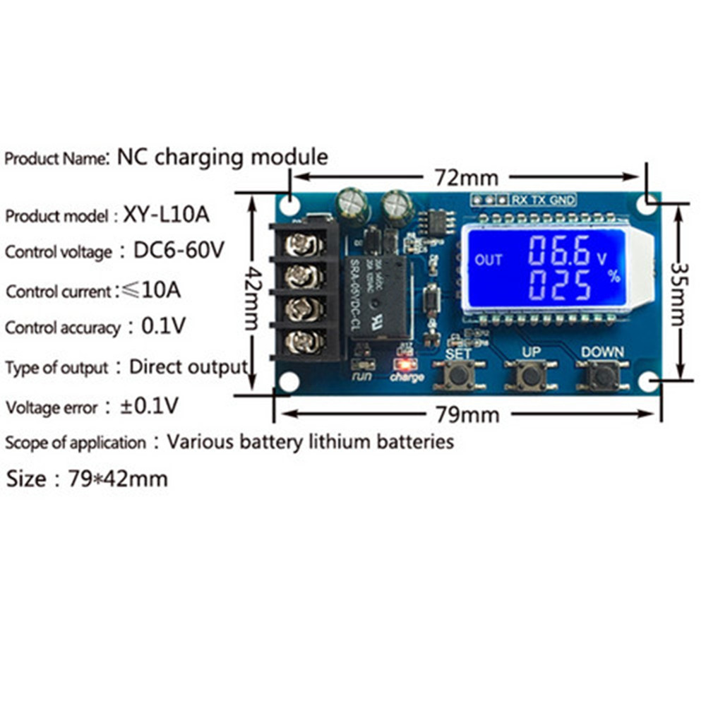 XY-L10A Batterie au LITHIUM charge controller protection board 6-60 V LCD Affichage