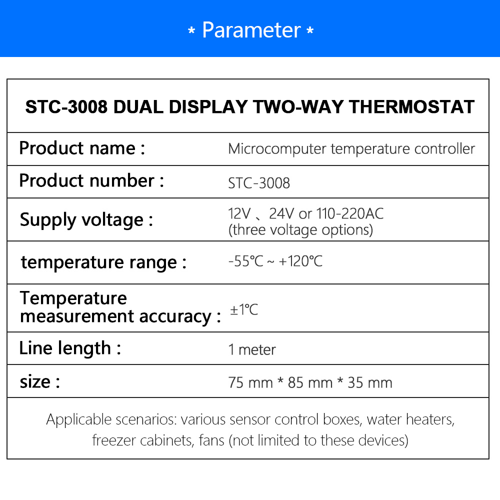 STC-3008 110-220V Digital Temperature Thermostat Controller Dual LED N –  diymore