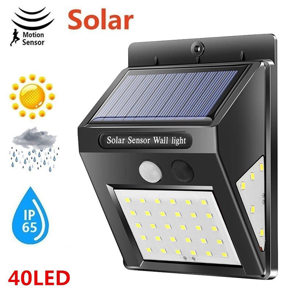4x 40 LED Solar Panel Light Motion Sensor Outdoor Bright Security Wall Lamp IP65