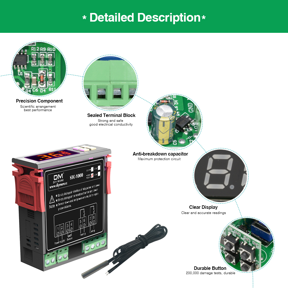 STC-1000 AC 110-220V Digital Temperature Controller Thermostat Aquarium Sensor
