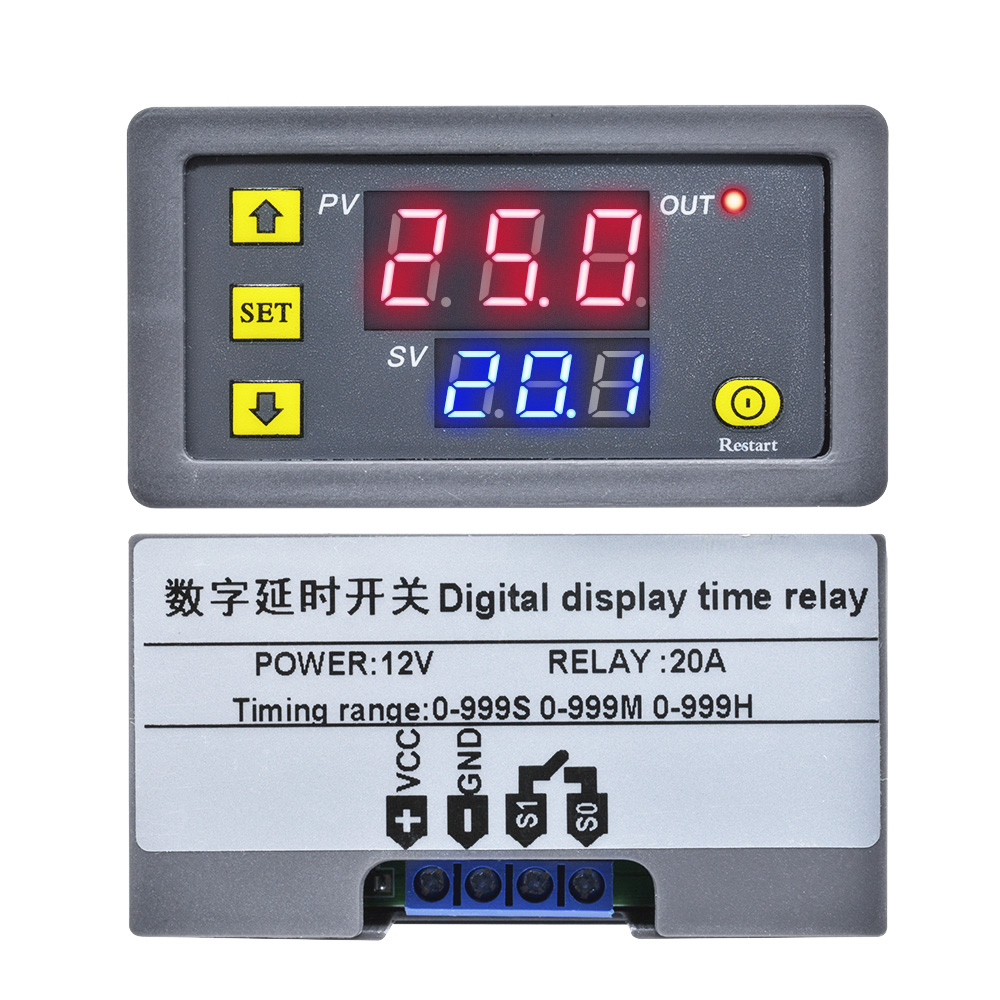 DC 12V/AC 110-220V LED Dual Display Cycle Timing Delay Relay