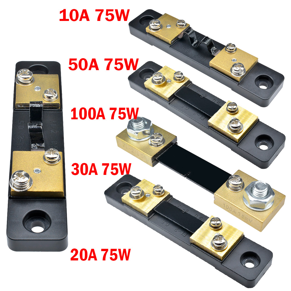 DC 75mV 10/20/30/50/100A Current Shunt Resistor For Amp Ammeter Panel Meter FL-2 